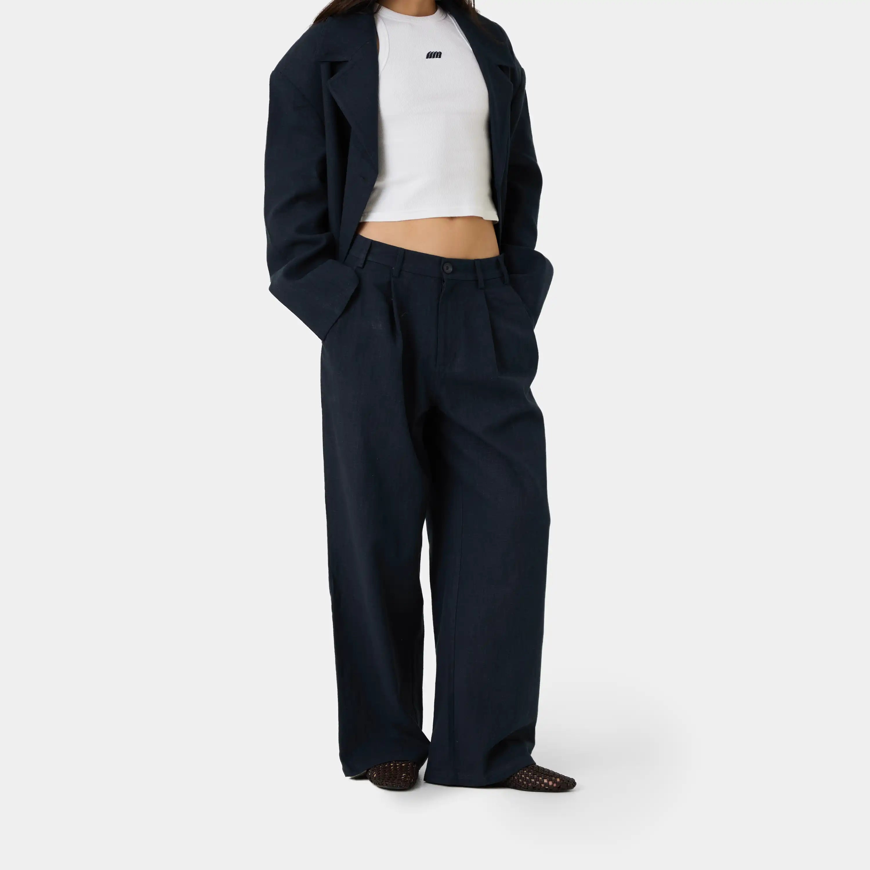 Tide Navy Tailored Pants Pants Eme Studios