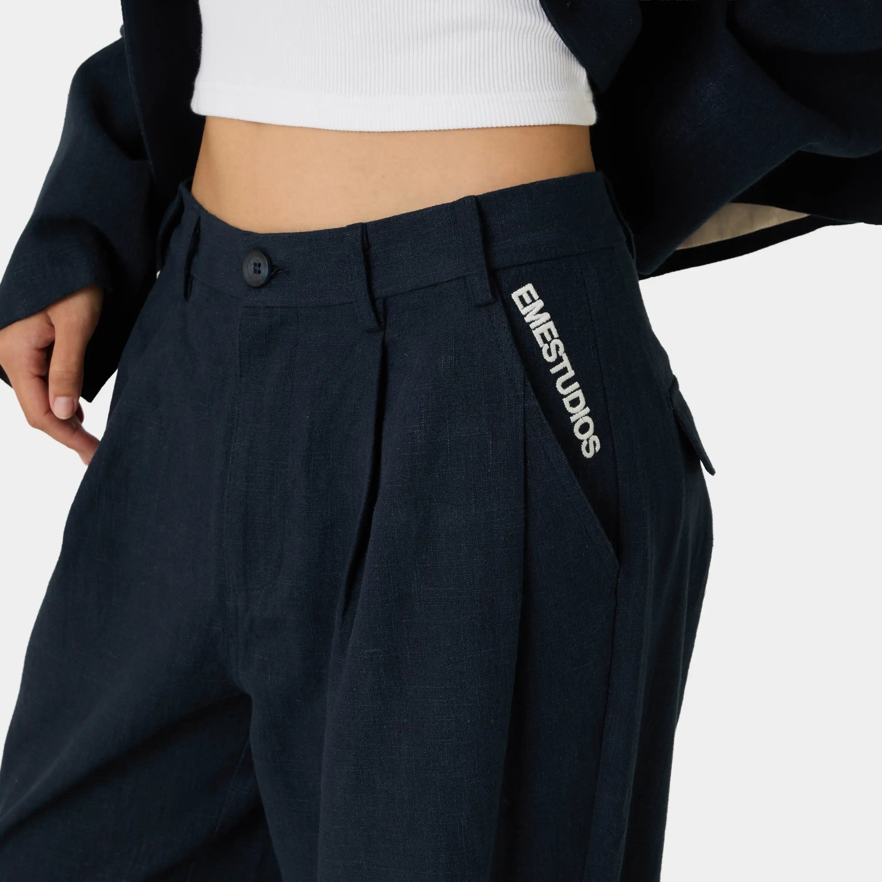 Tide Navy Tailored Pants Pants Eme Studios