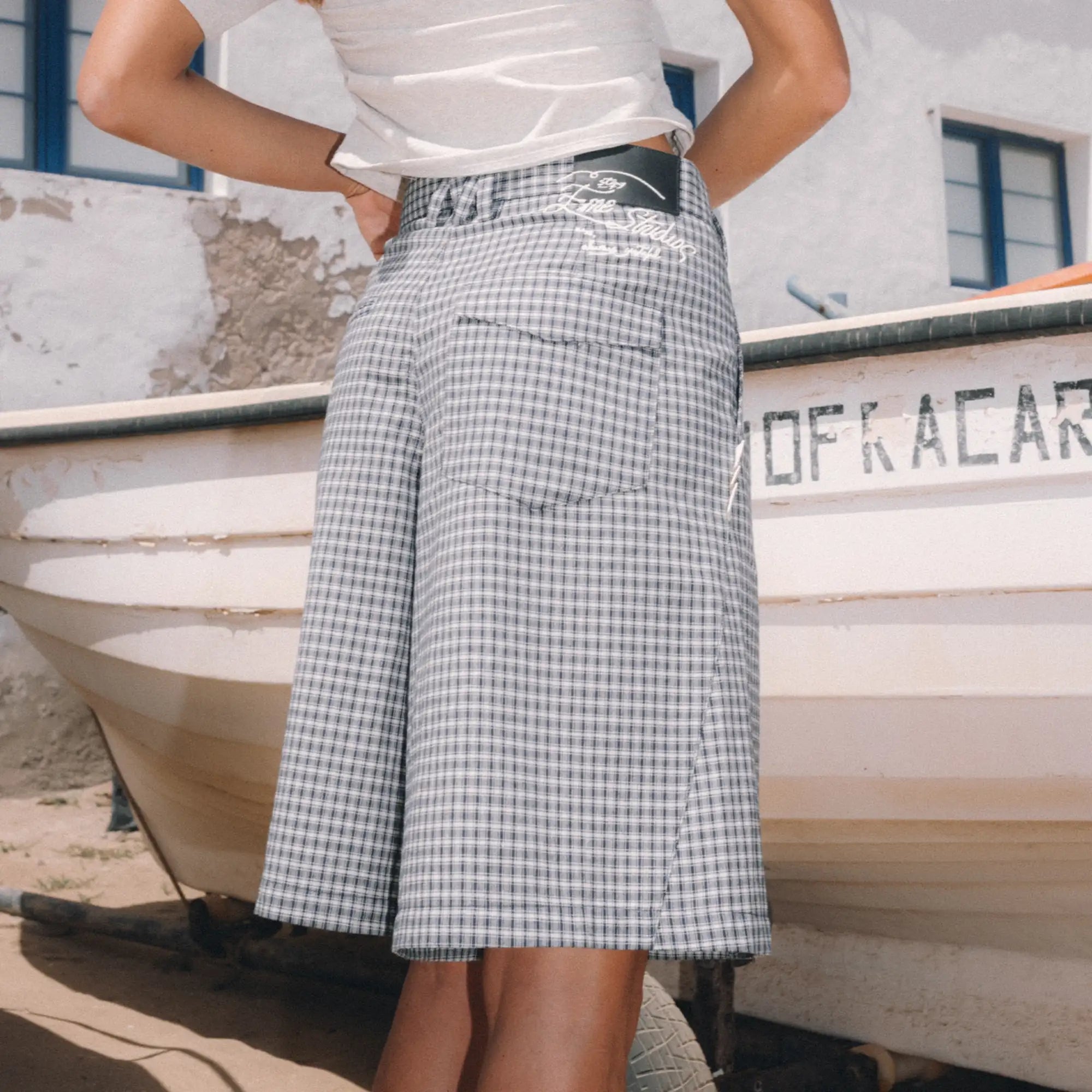 Russel Navy Squared Formal Shorts Shorts Eme Studios