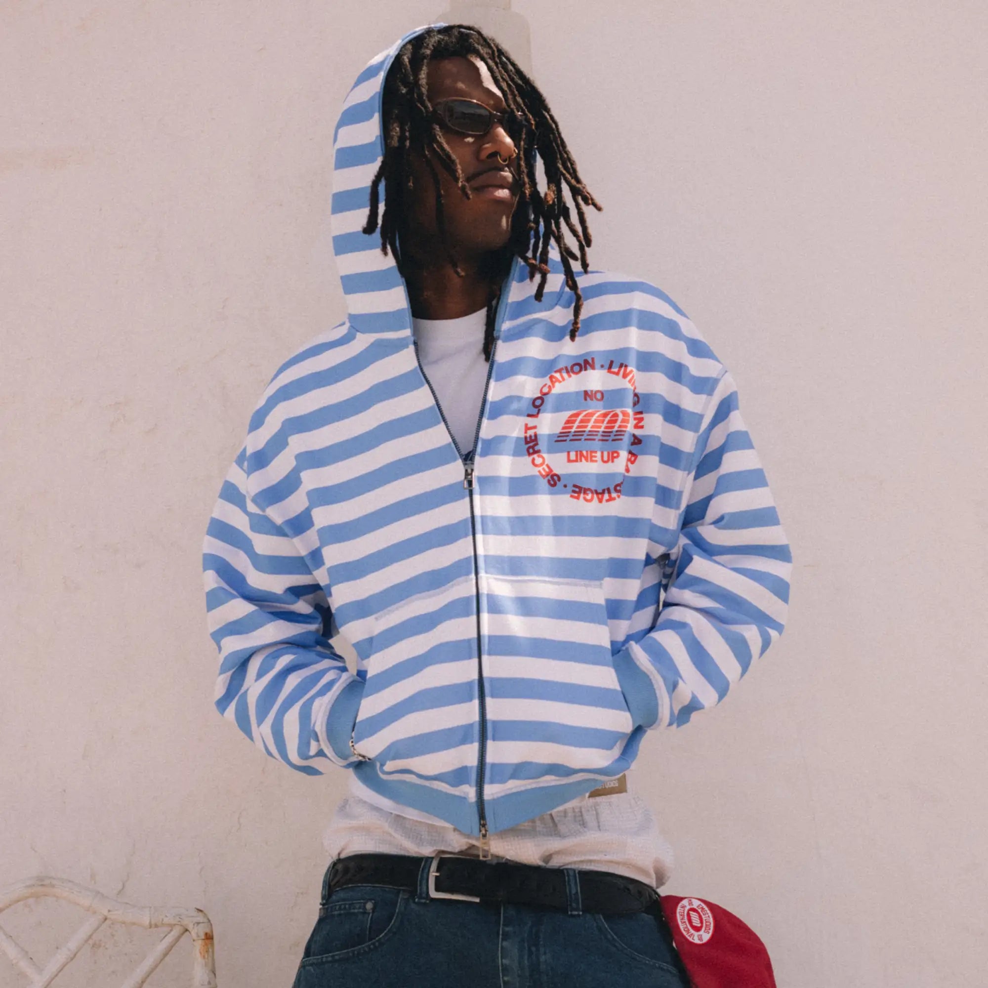 Wander Blue Cropped Boxy Full Zip Hoodies Eme Studios