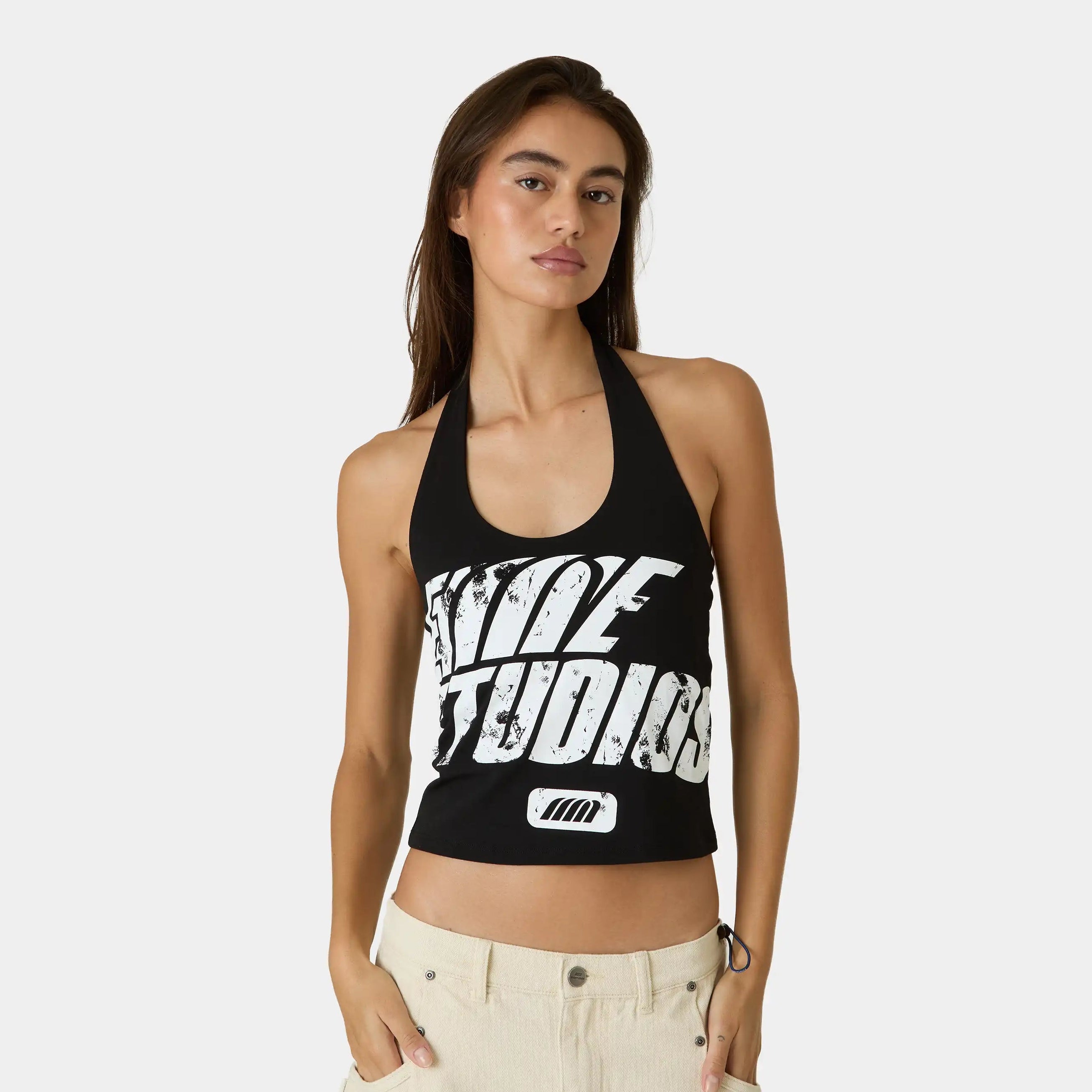 Annona Black Halter Top Woman T-Shirts Eme Studios