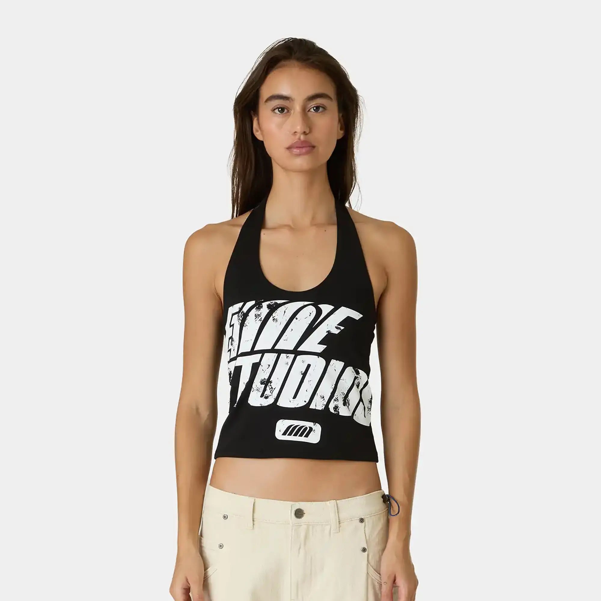 Annona Black Halter Top Woman T-Shirts Eme Studios