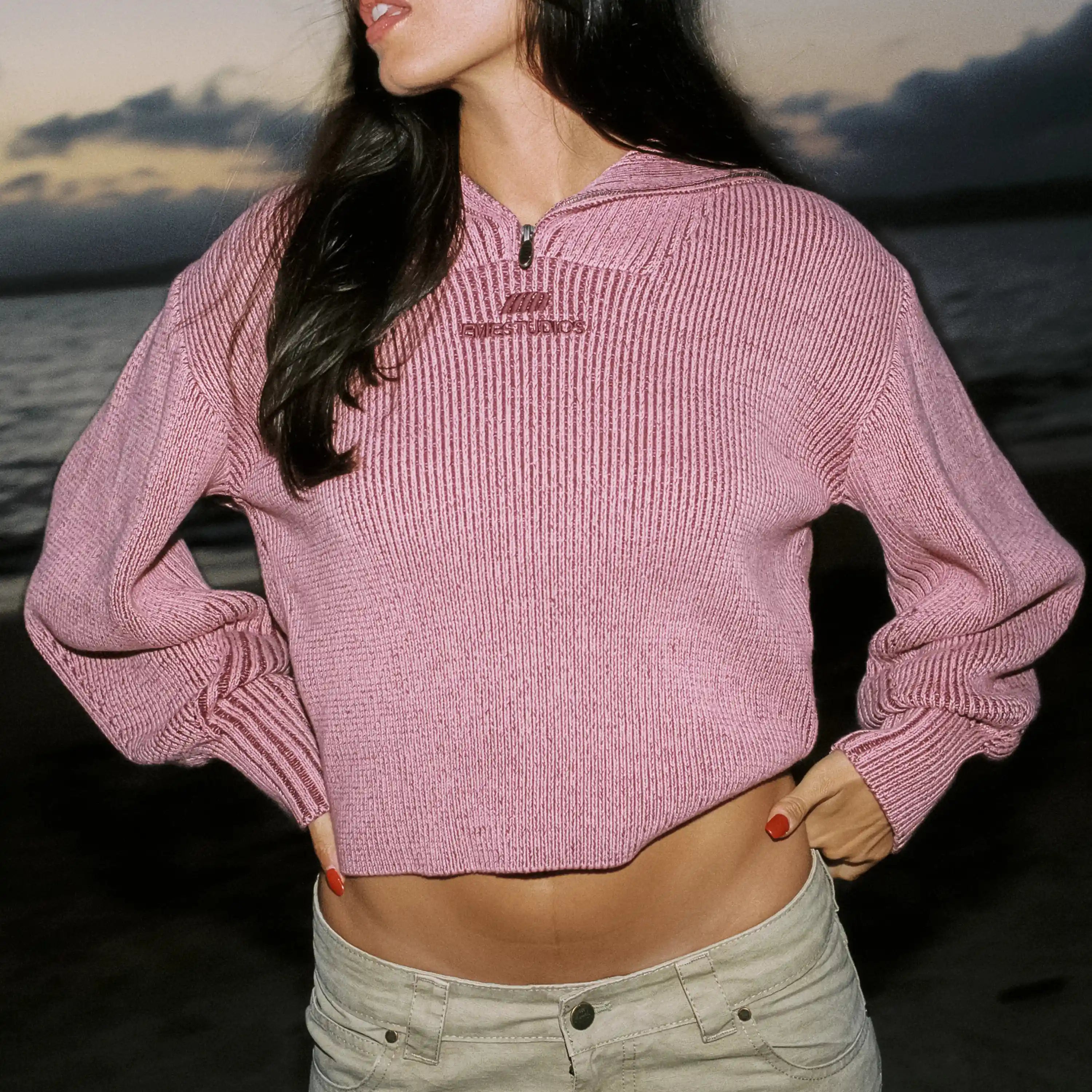 Aria Cotton Candy Zipper Knit Woman Knitwear Eme Studios