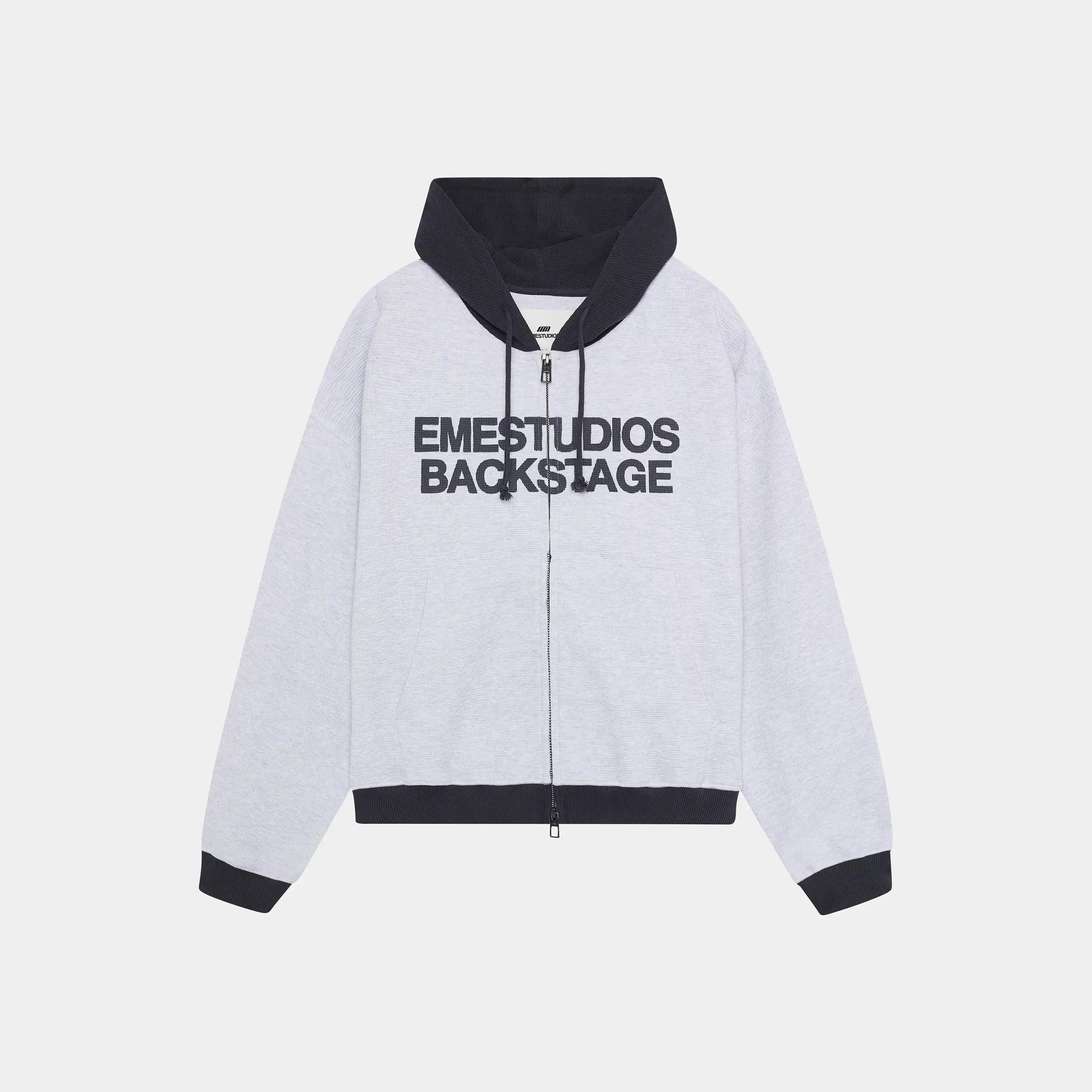 Backstage Navy Waffle Full Zip