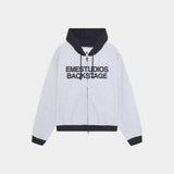 Backstage Navy Waffle Full Zip Hoodies Eme Studios