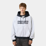 Backstage Navy Waffle Full Zip Hoodies Eme Studios