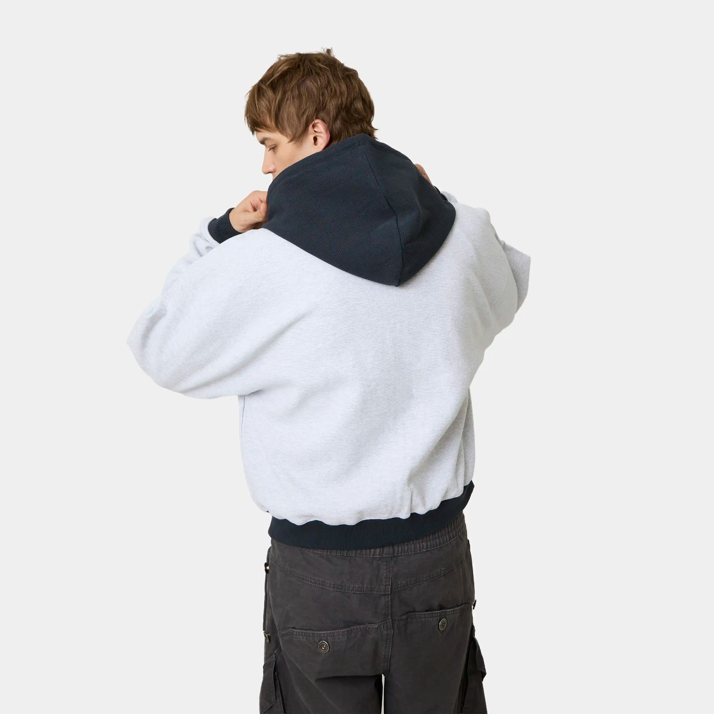 Backstage Navy Waffle Full Zip Hoodies Eme Studios