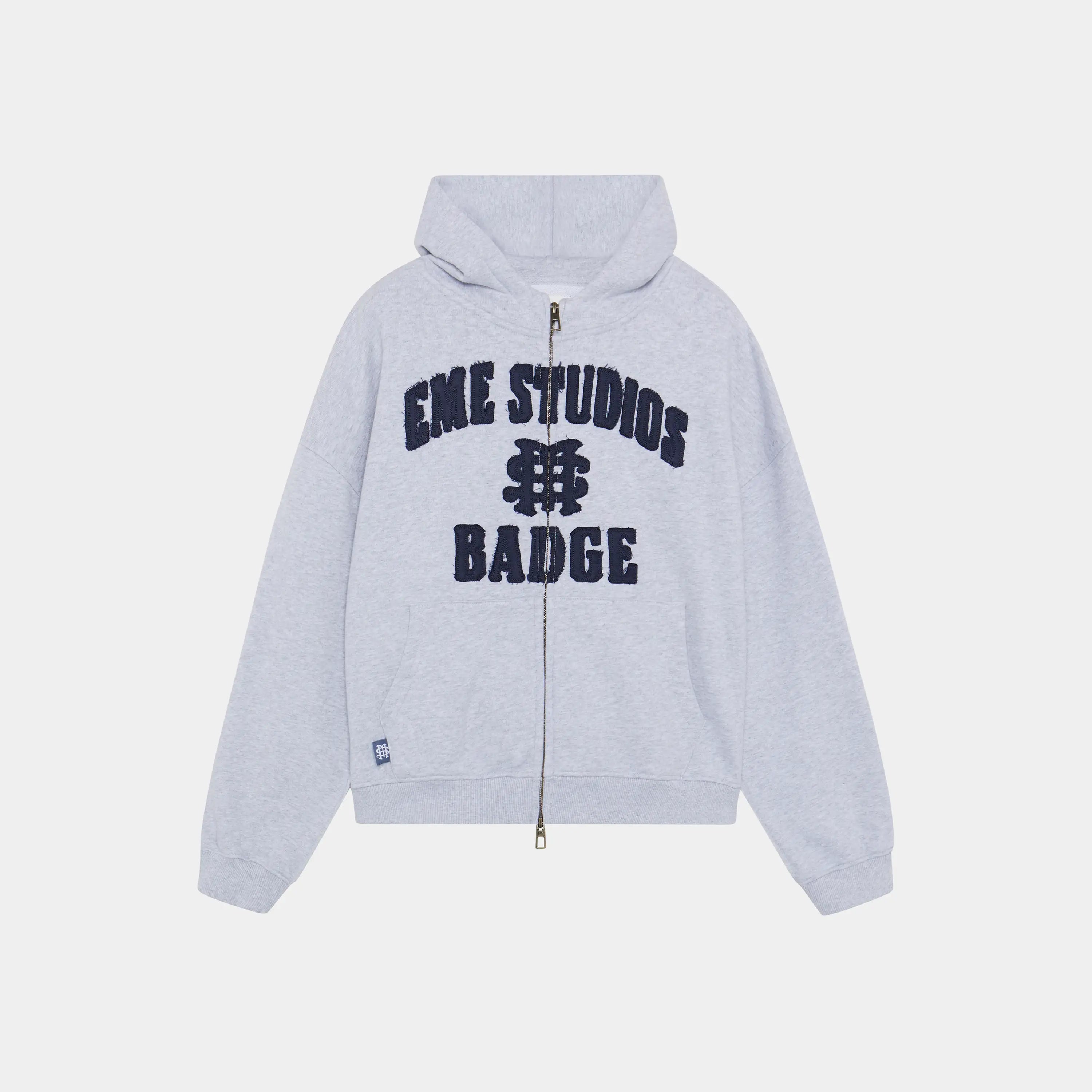 Badge Heather Grey Full Zip Hoodies eme