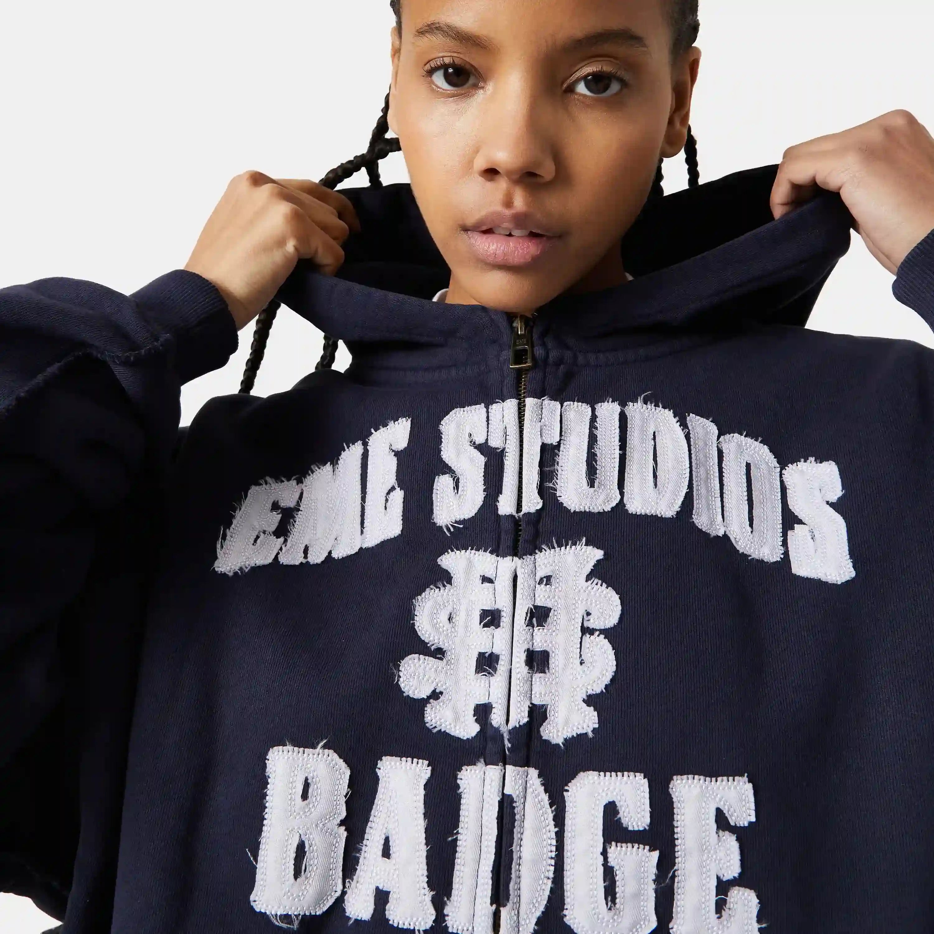 Badge Navy Full Zip Hoodies eme