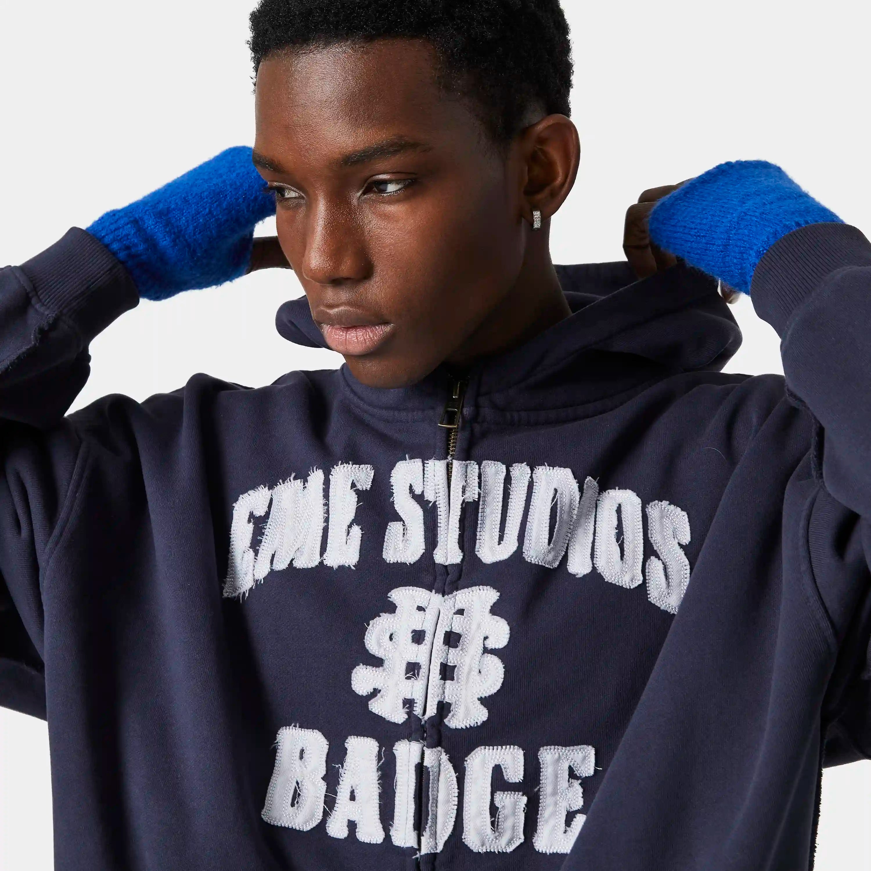 Badge Navy Full Zip Hoodies eme