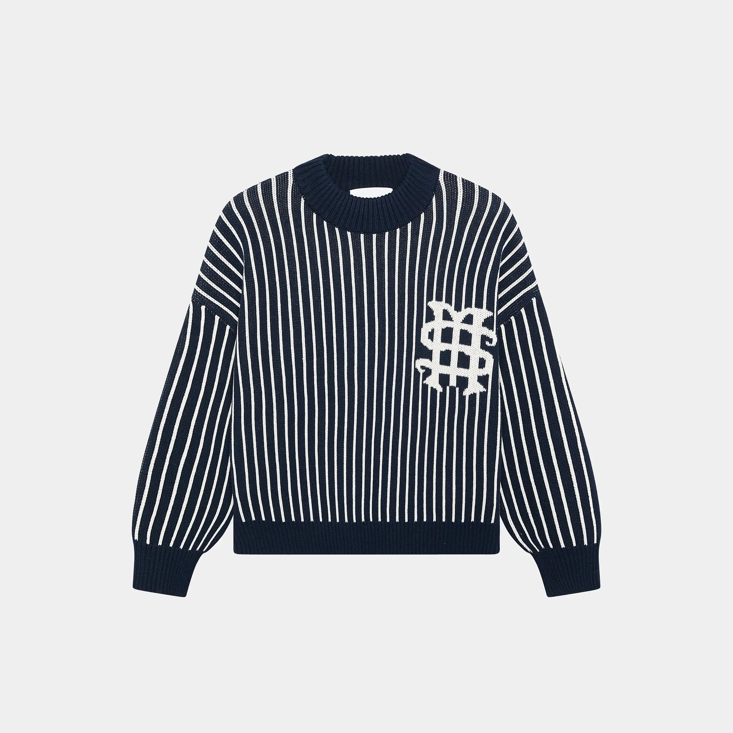 Badge Navy Stripes Knit Sweater Knitwear eme