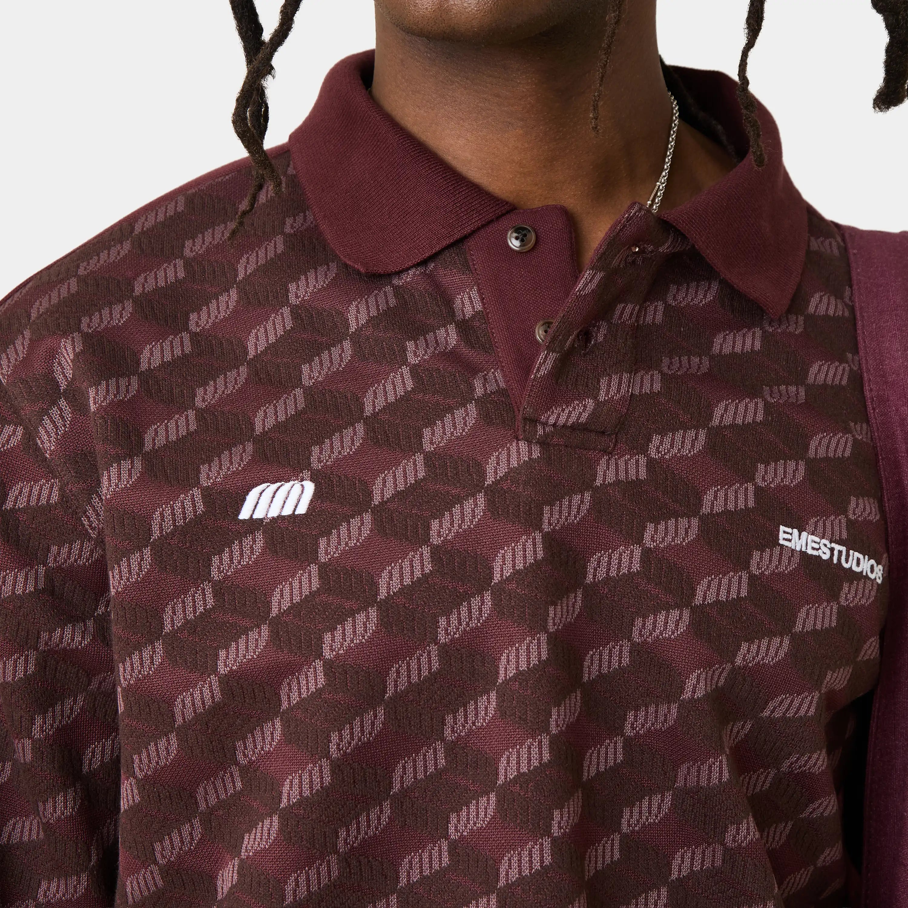 Barry Burgundy Polo Knitwear Eme Studios