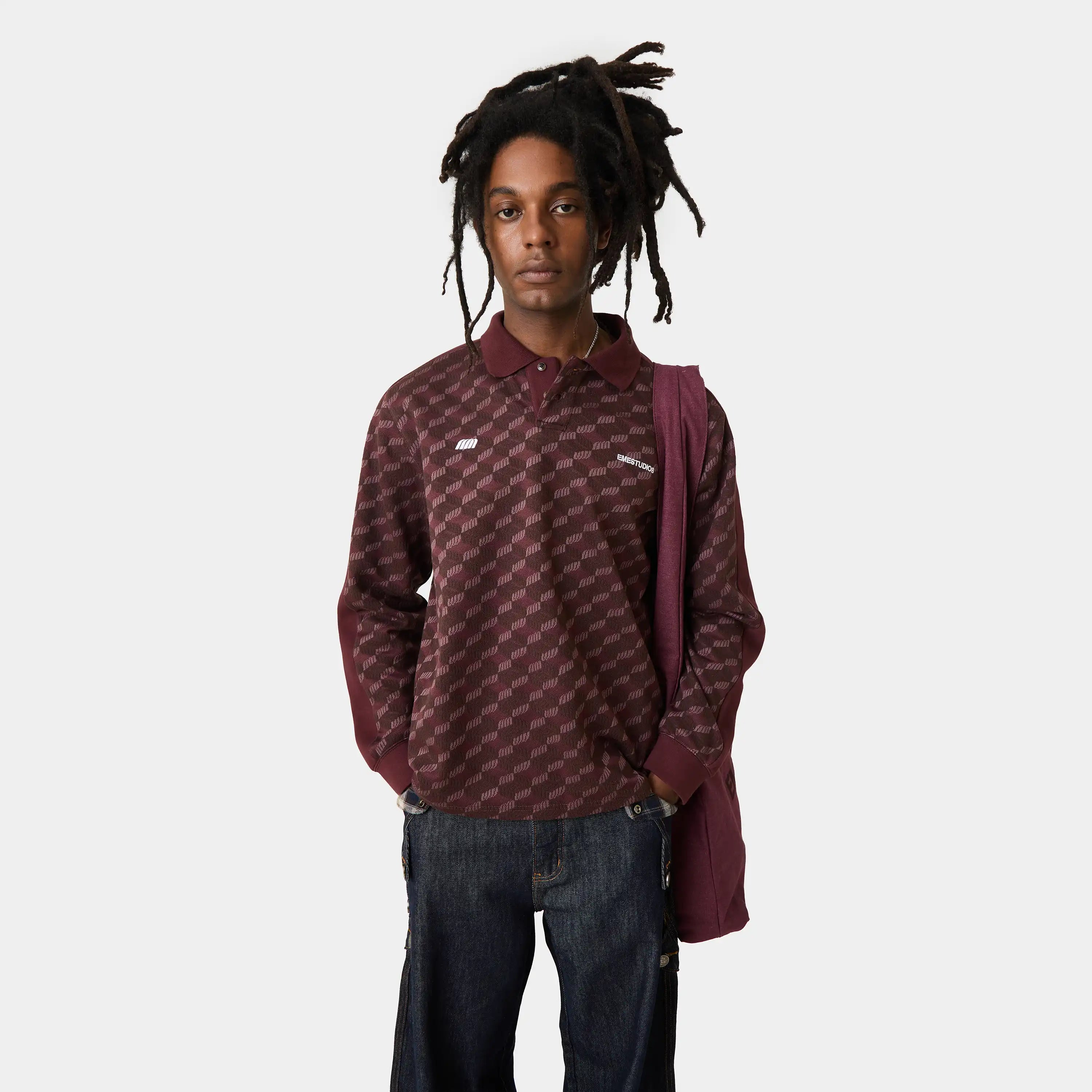 Barry Burgundy Polo Knitwear Eme Studios
