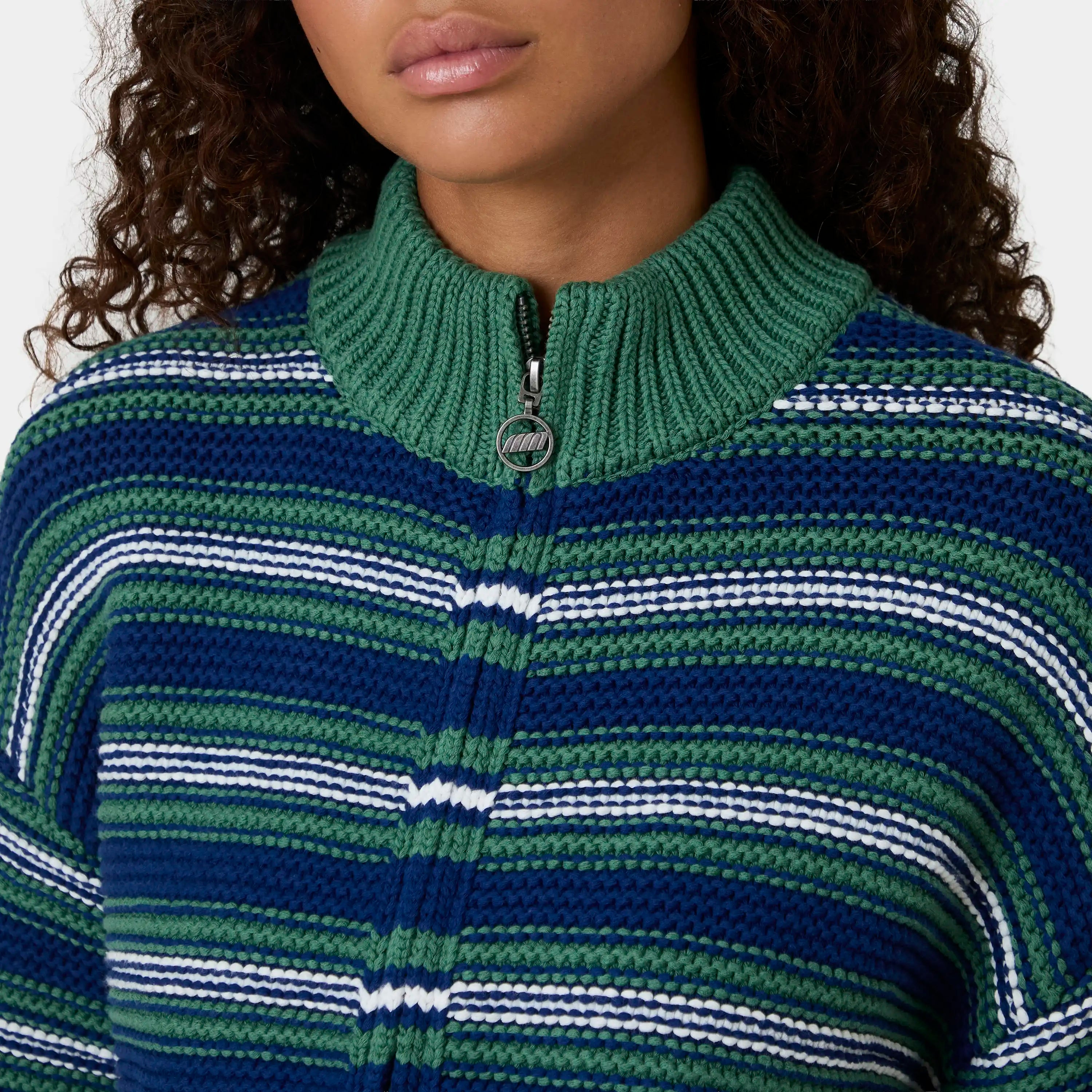 Blush Striped Zipper Knit Knitwear Eme Studios