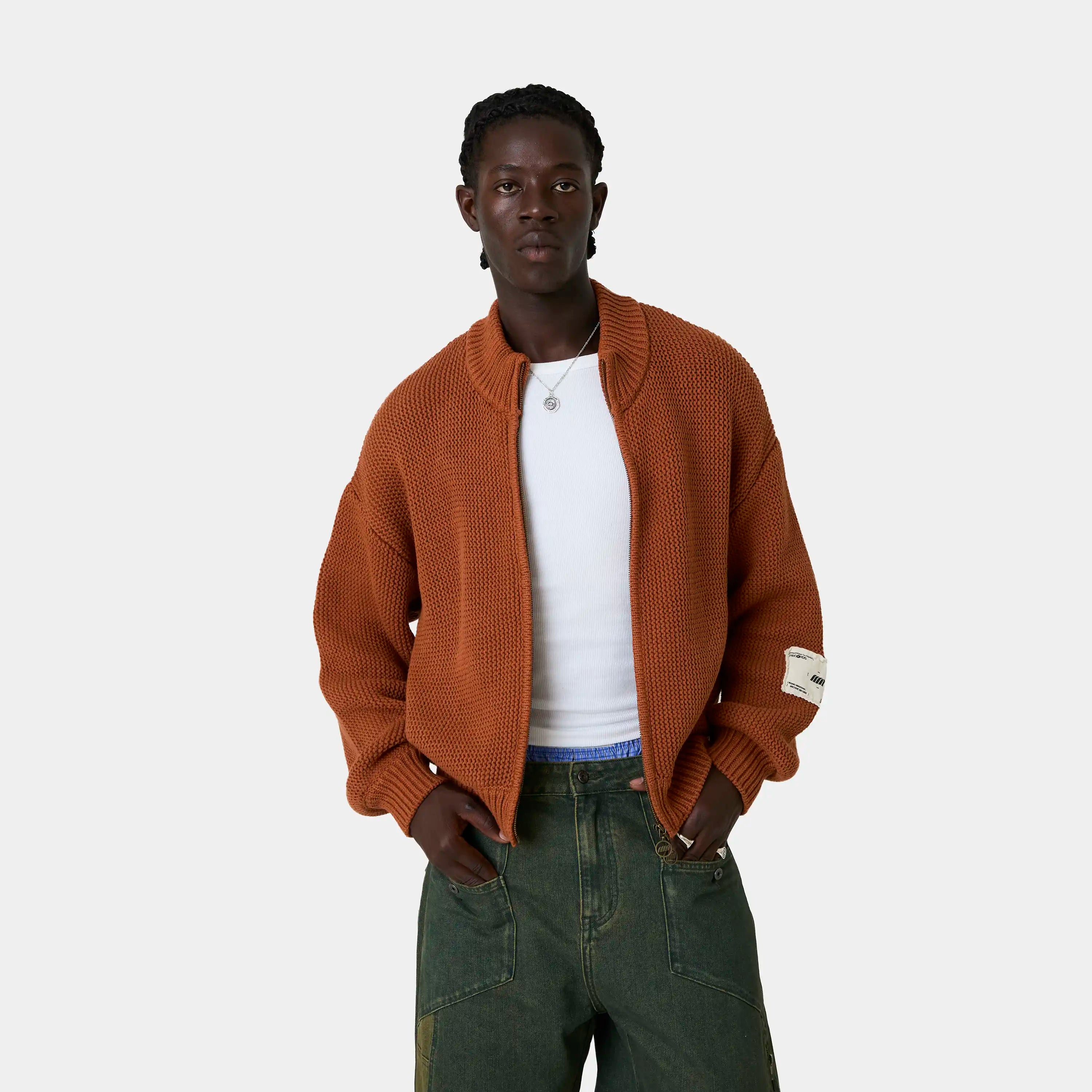 Blush Terracotta Zipper Knit Knitwear Eme Studios