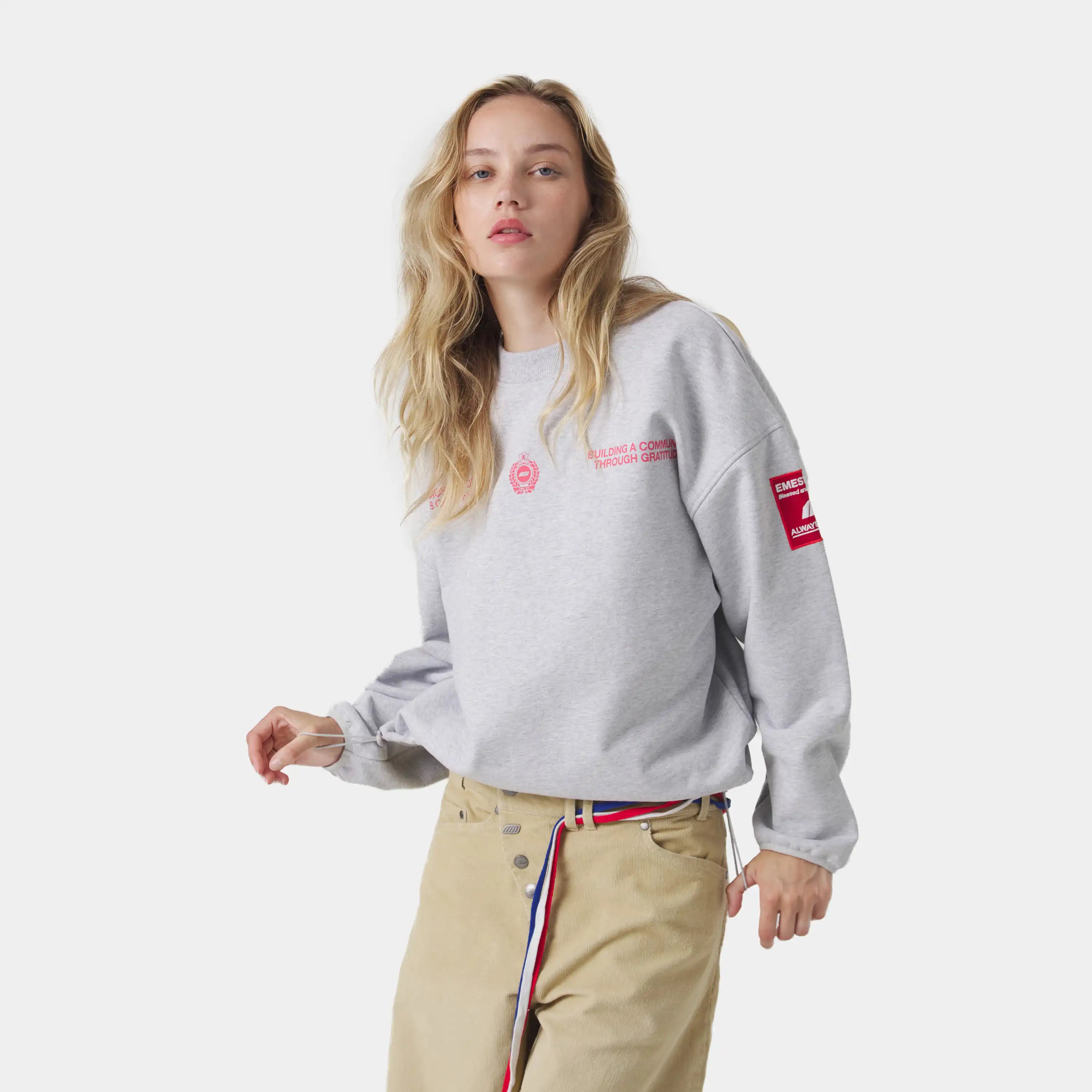 Building Heather Grey Oversized Crewneck Sweatshirts Eme Studios