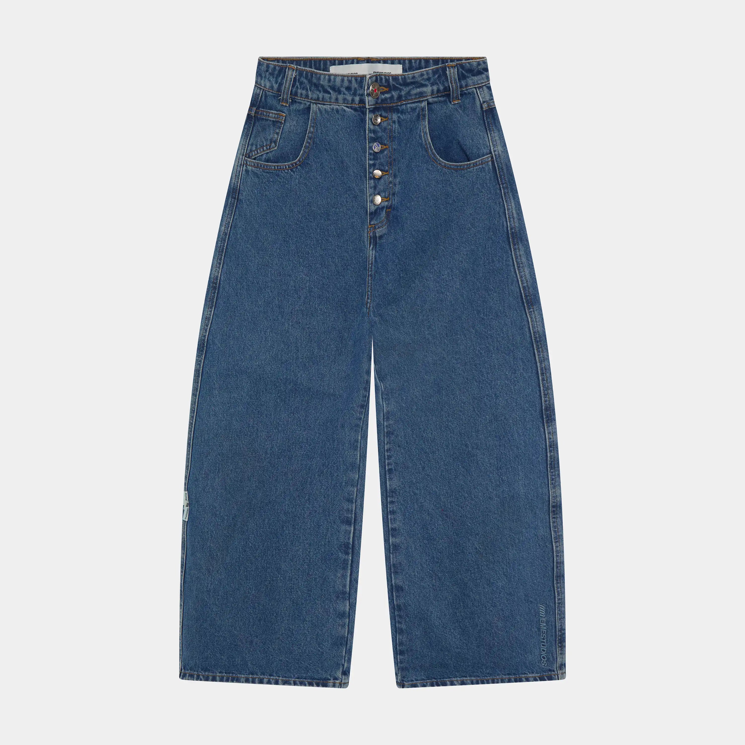 Button Blue Denim Pants