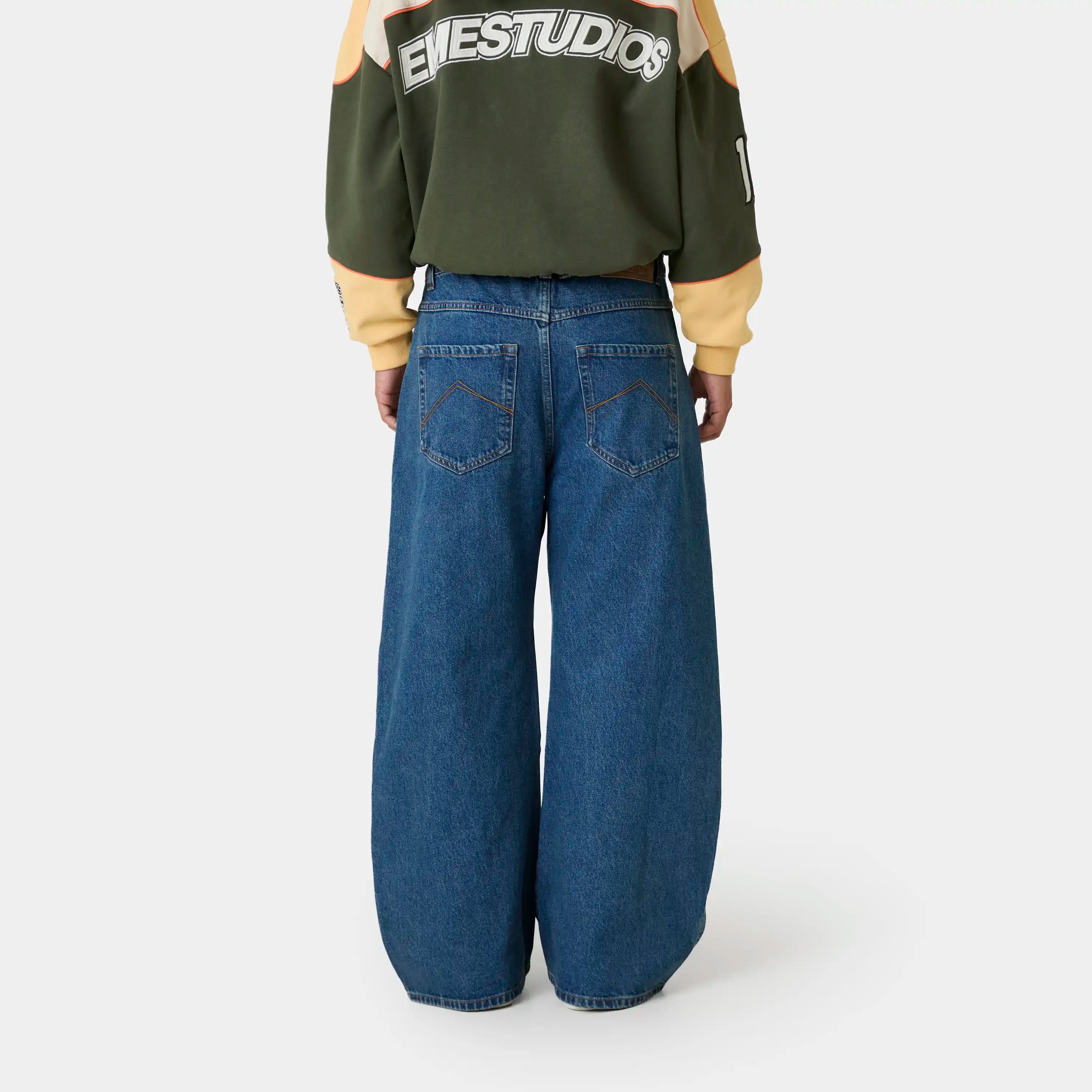 Button Blue Denim Pants Pants Eme Studios