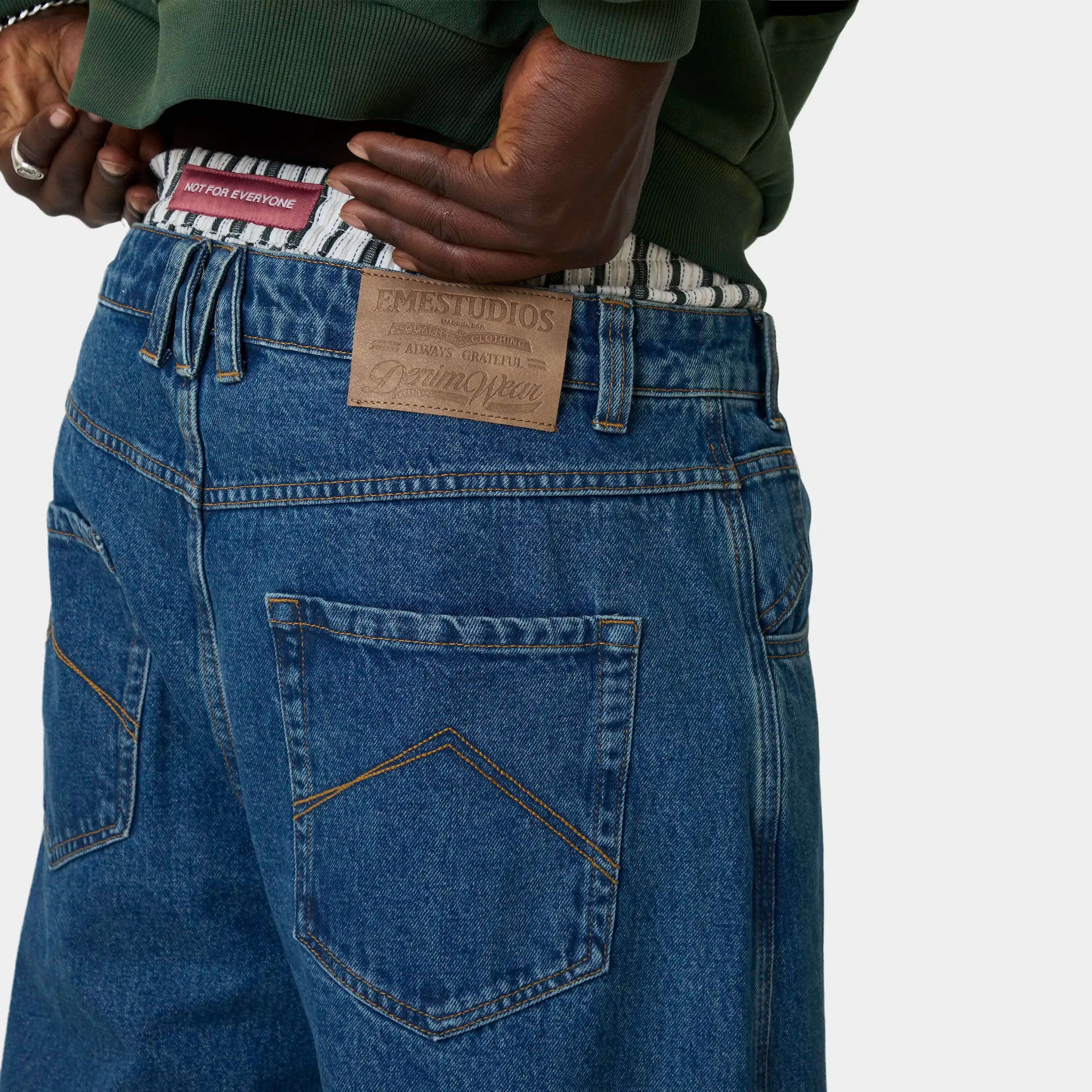 Button Blue Denim Pants Pants Eme Studios