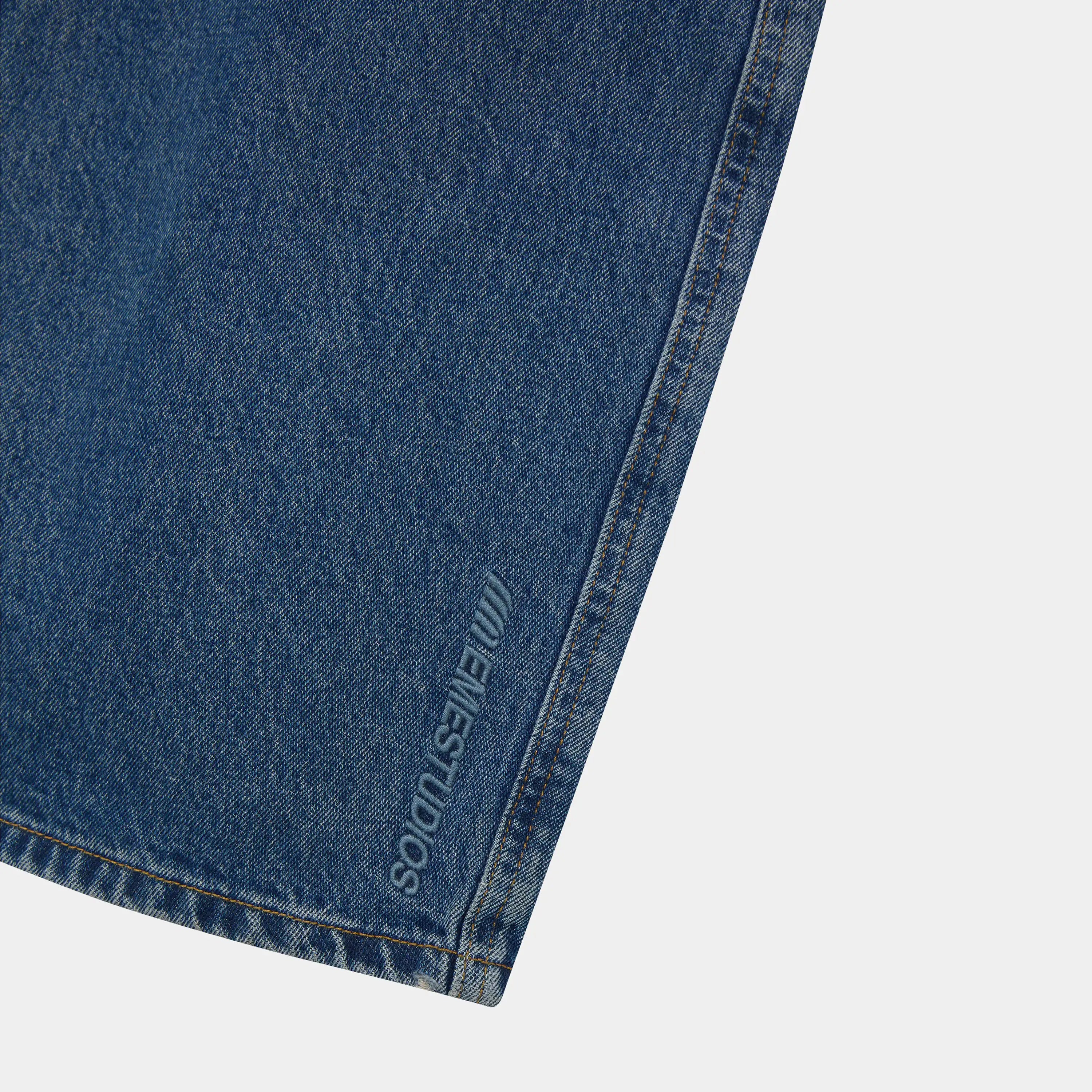 Button Blue Denim Pants Pants Eme Studios