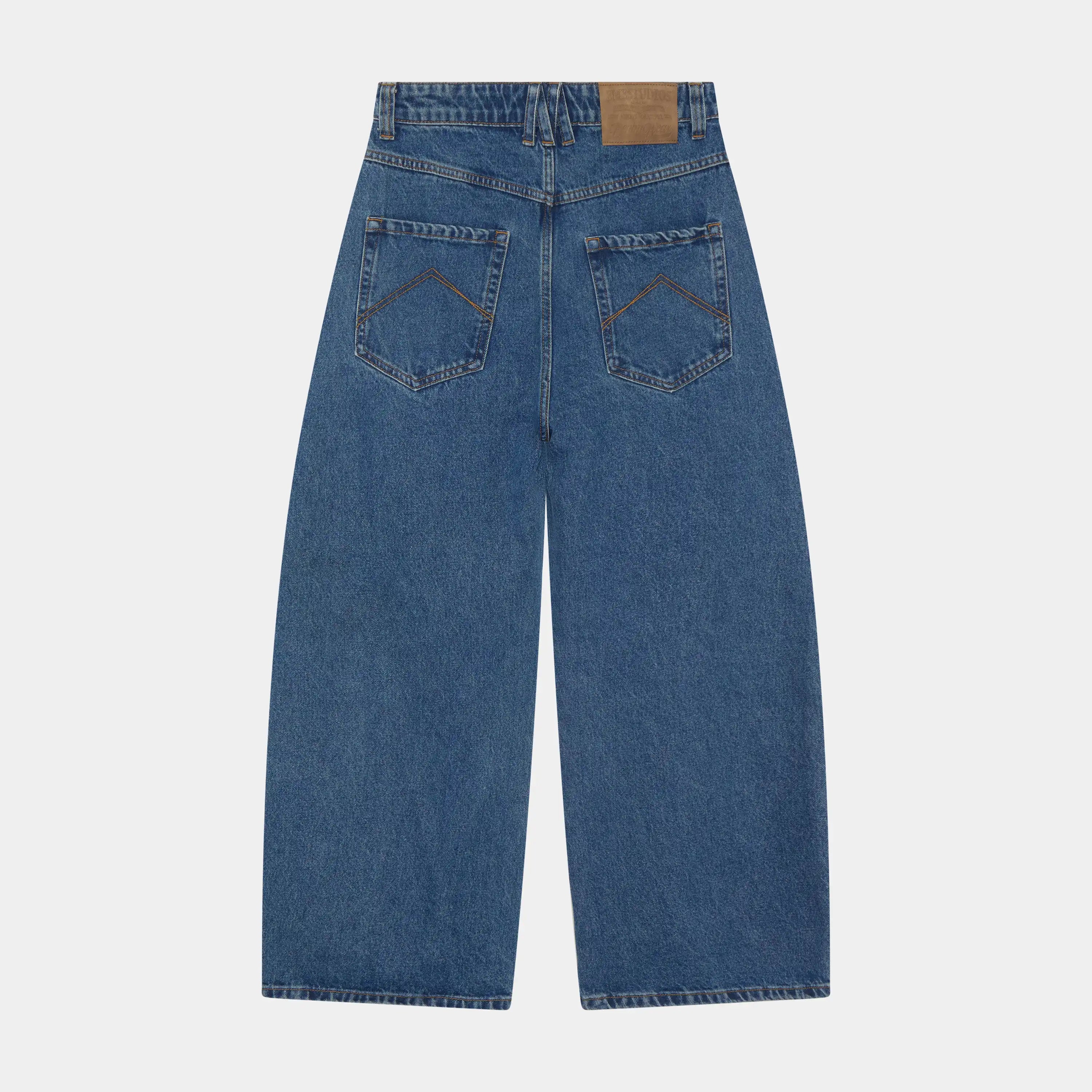 Button Blue Denim Pants Pants Eme Studios
