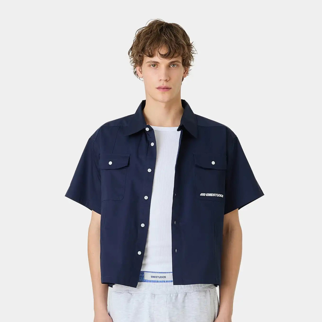 Cabo Navy Short Sleeve Shirt Shirts Eme Studios