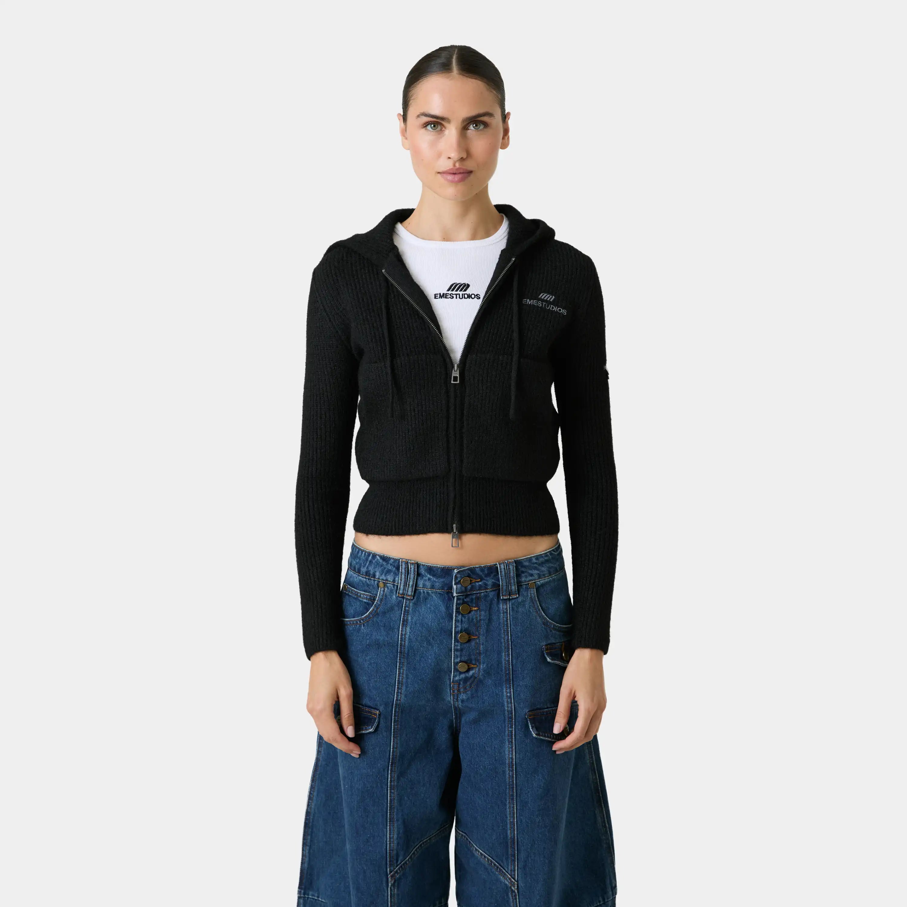 Cala Black Zipper Knit Woman Knitwear Eme Studios