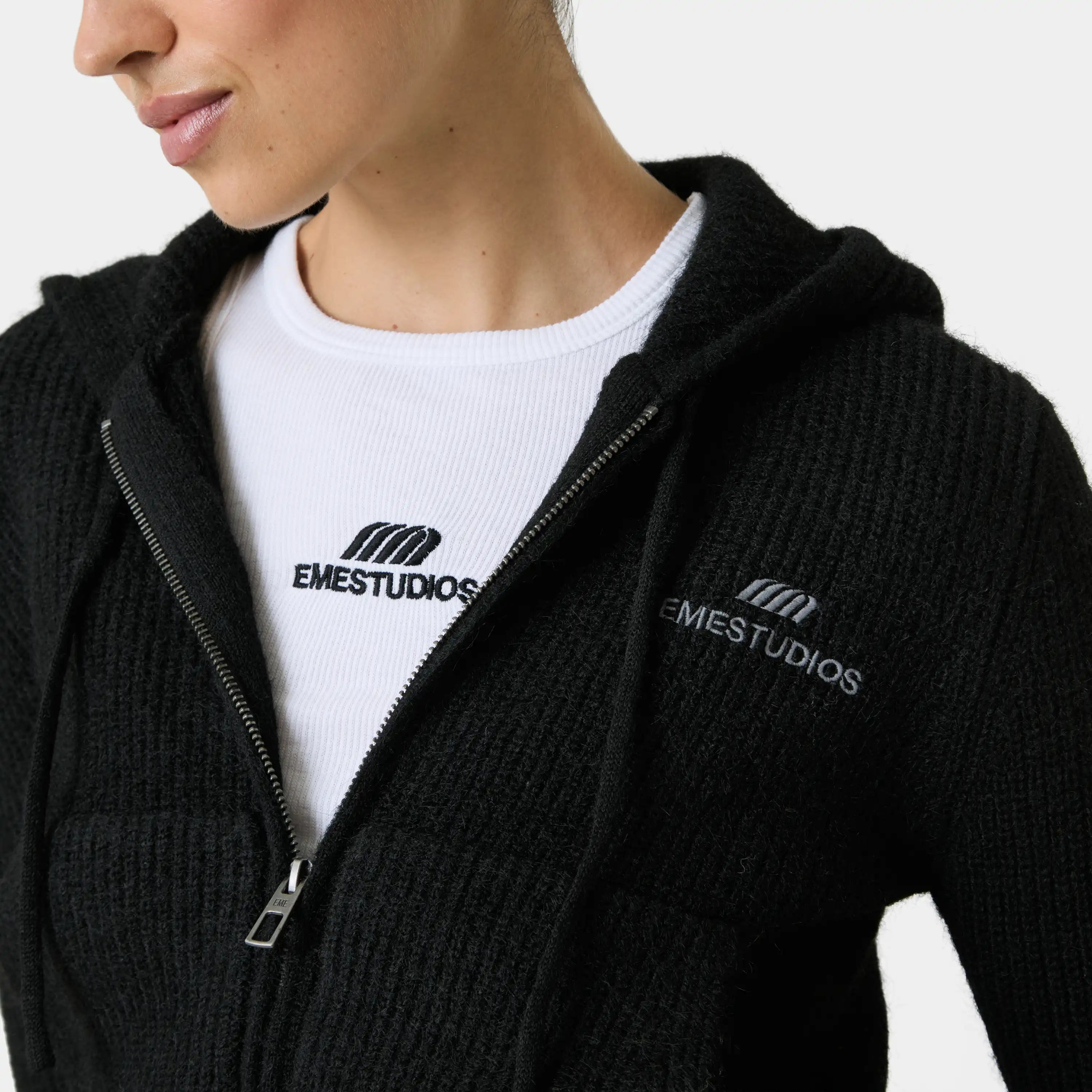 Cala Black Zipper Knit Woman Knitwear Eme Studios