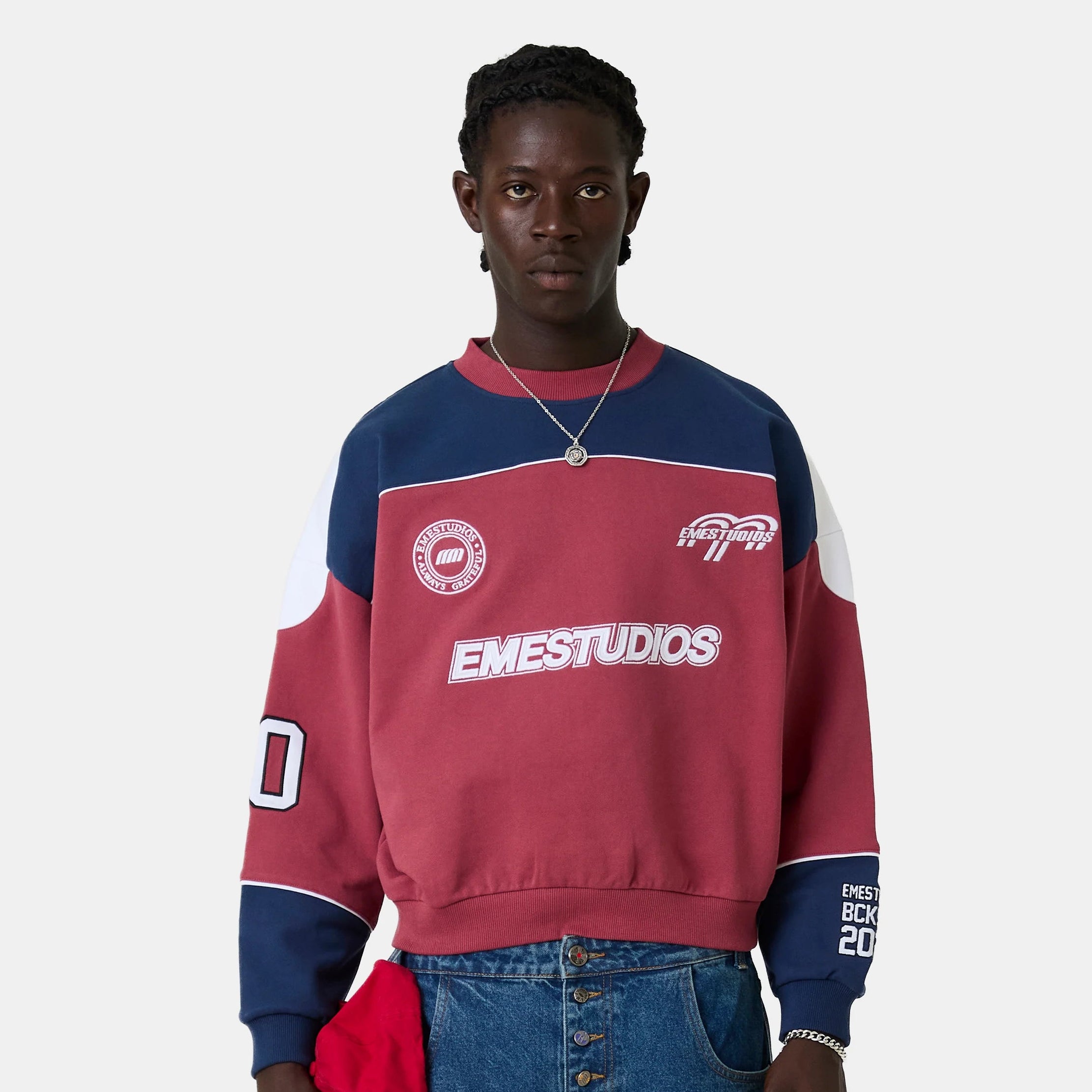 Campus Navy Oversized Crewneck Sweatshirts Eme Studios