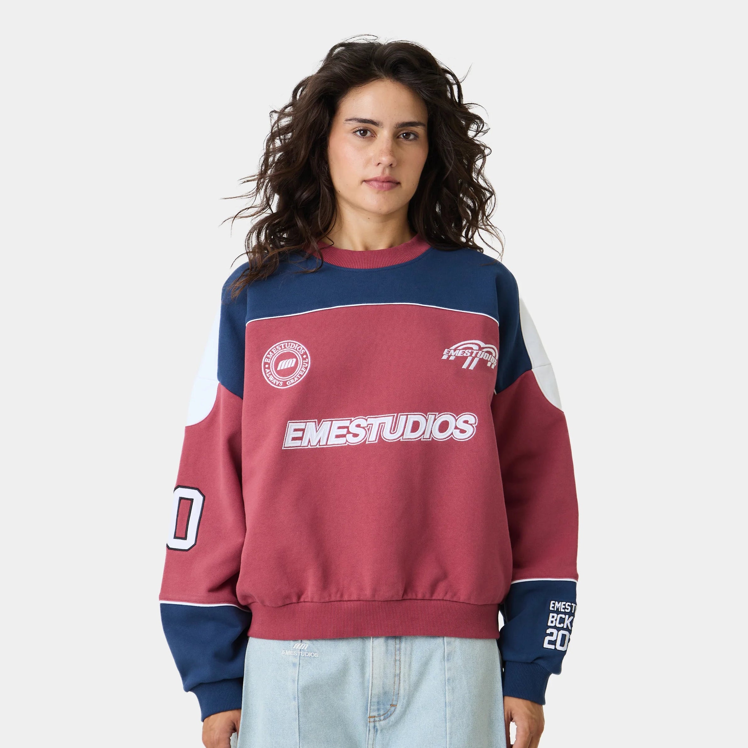 Campus Navy Oversized Crewneck Sweatshirts Eme Studios