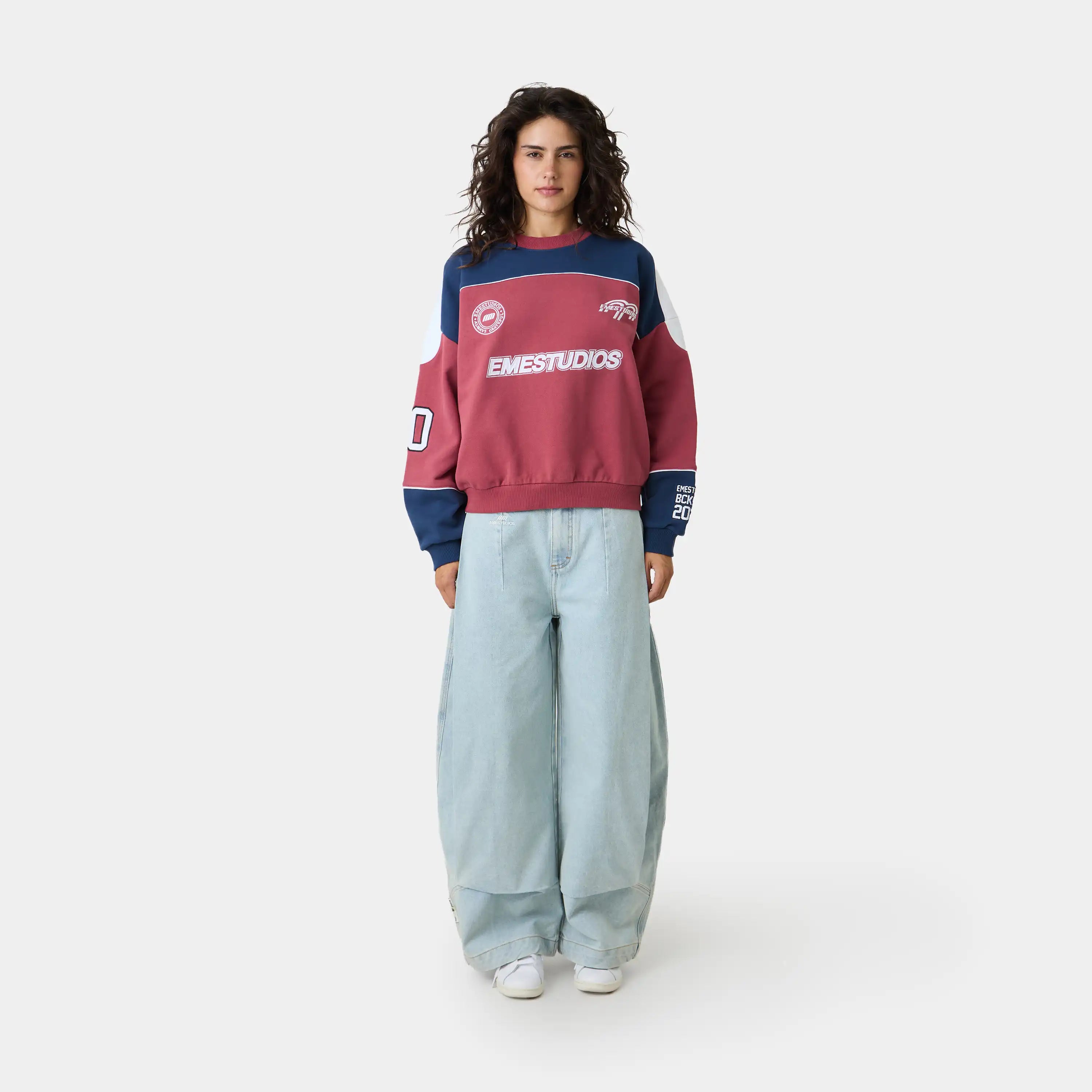 Campus Navy Oversized Crewneck Sweatshirts Eme Studios