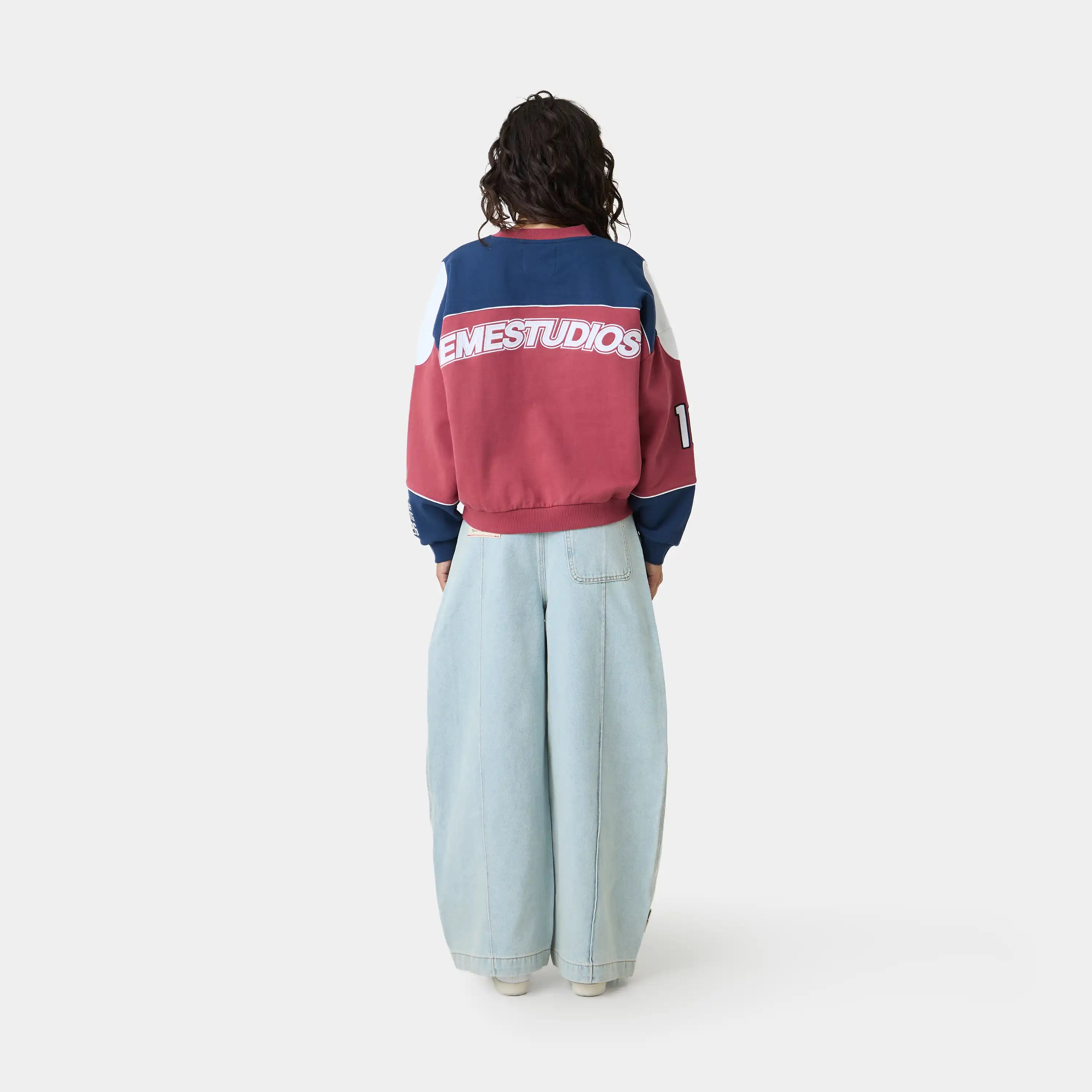 Campus Navy Oversized Crewneck Sweatshirts Eme Studios