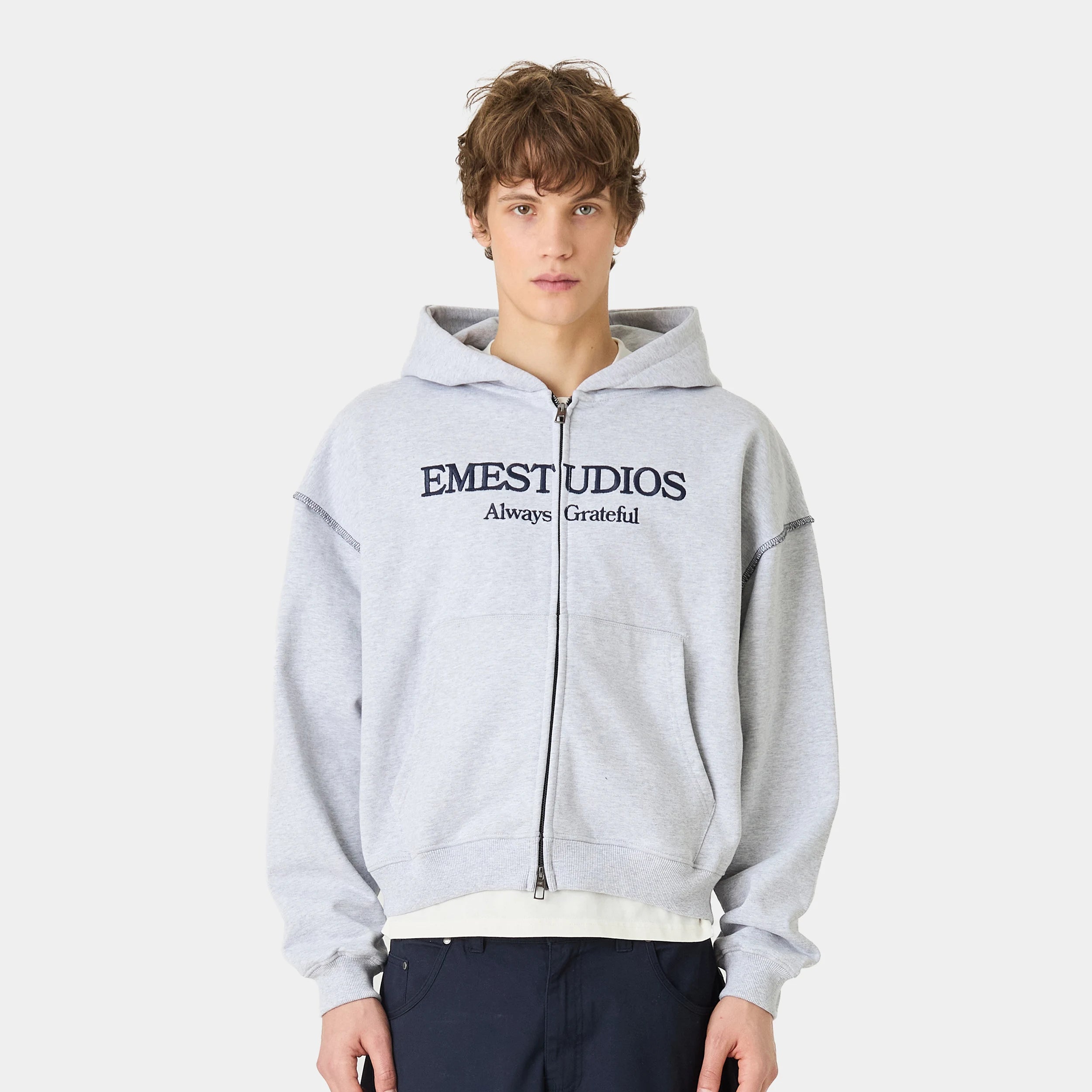 Capri Heather Grey Full Zip Hoodies eme