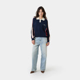 Chully Navy Knit Polo Knitwear Eme Studios