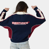 Chully Navy Knit Polo Knitwear Eme Studios