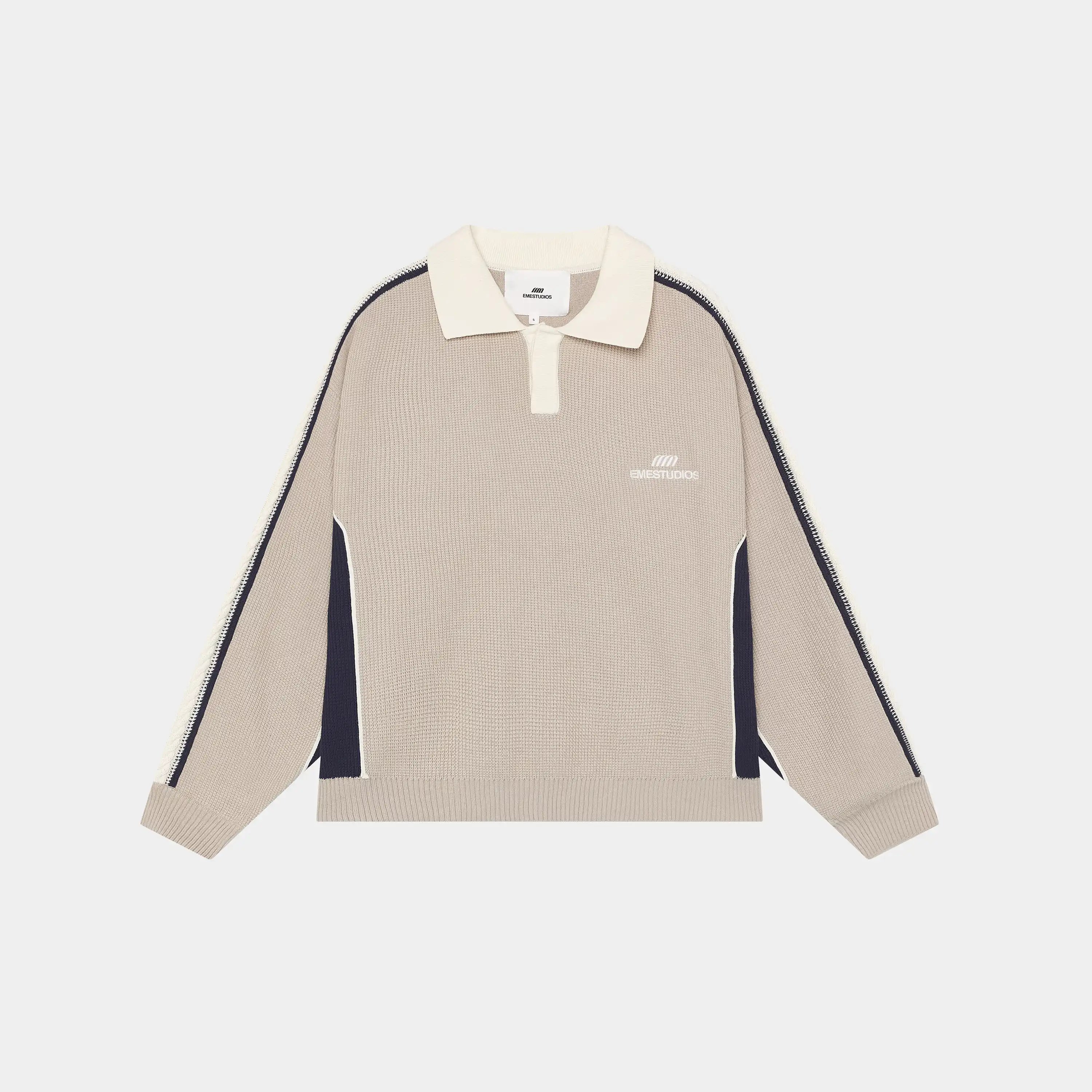 Chully Off Sand Knit Polo Knitwear Eme Studios