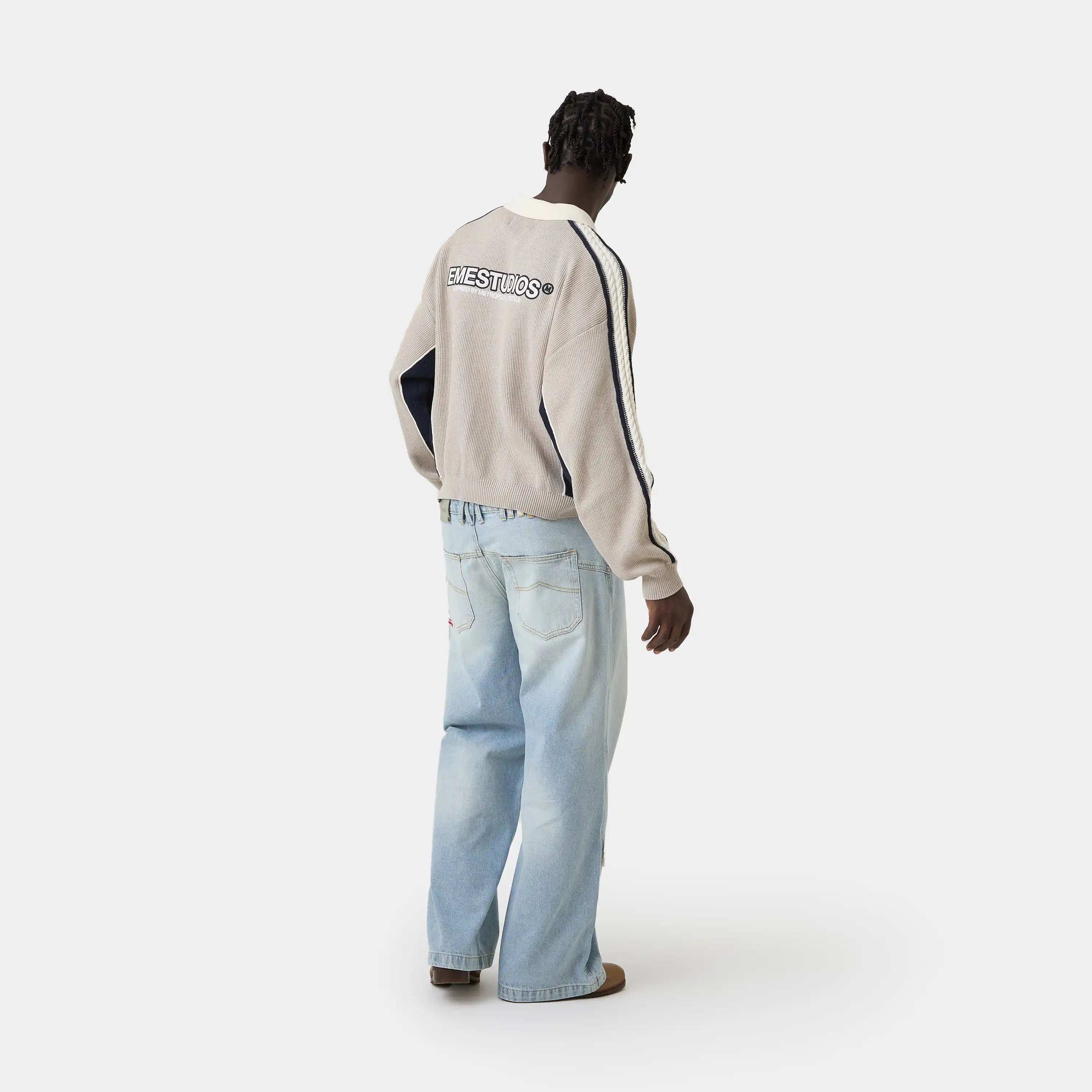 Chully Off Sand Knit Polo Knitwear Eme Studios
