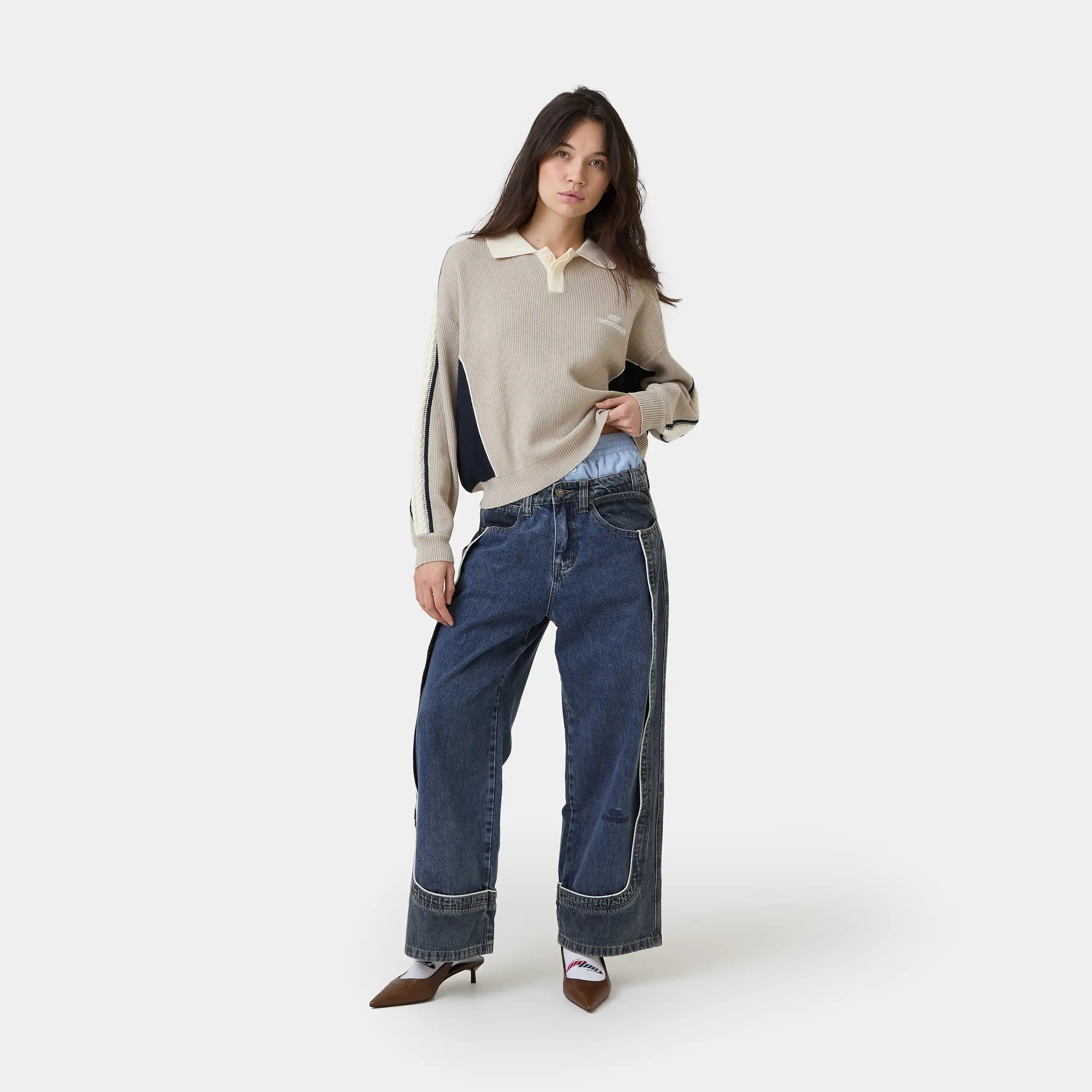 Chully Off Sand Knit Polo Knitwear Eme Studios