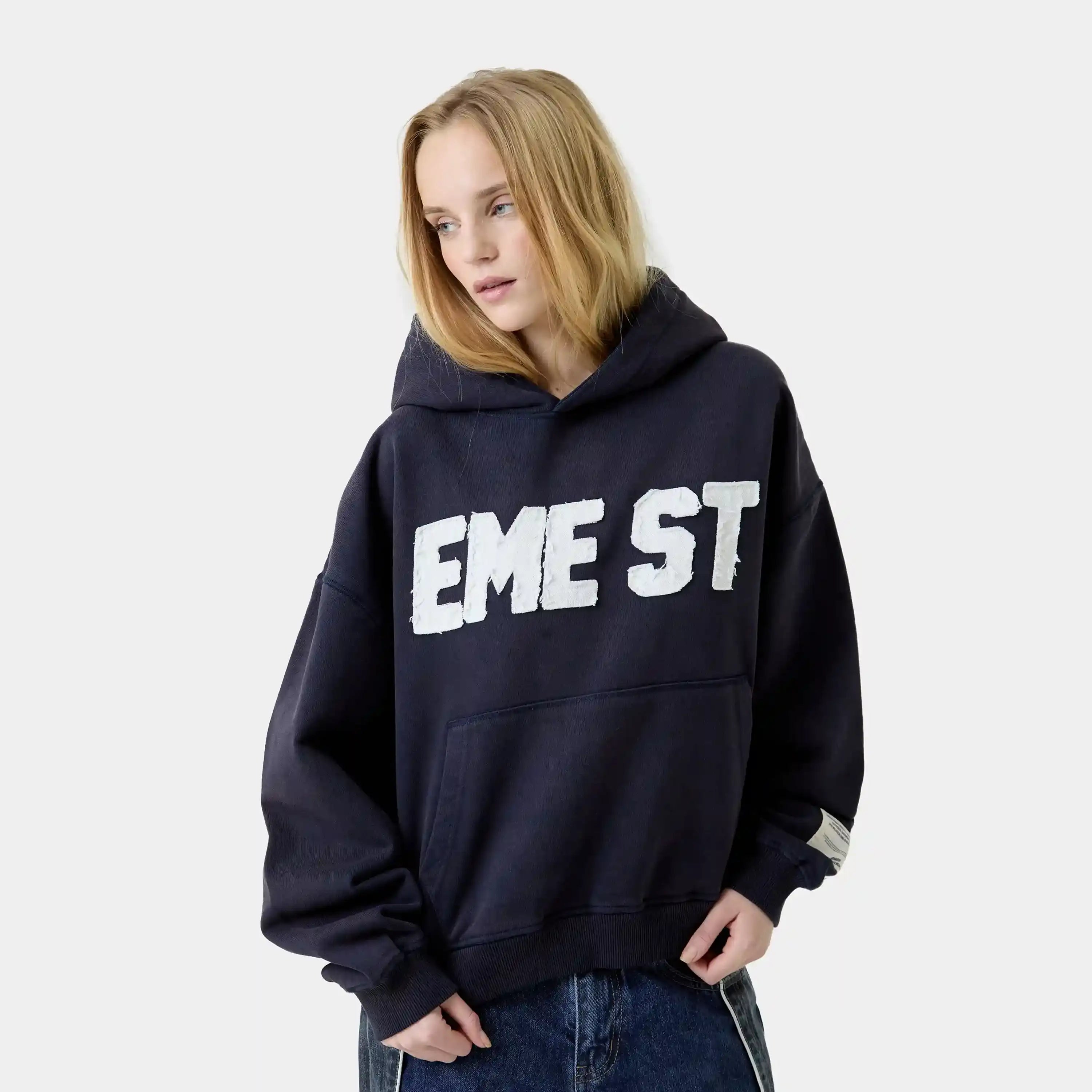 Class 3A Navy Oversized Hoodie Hoodies Eme Studios
