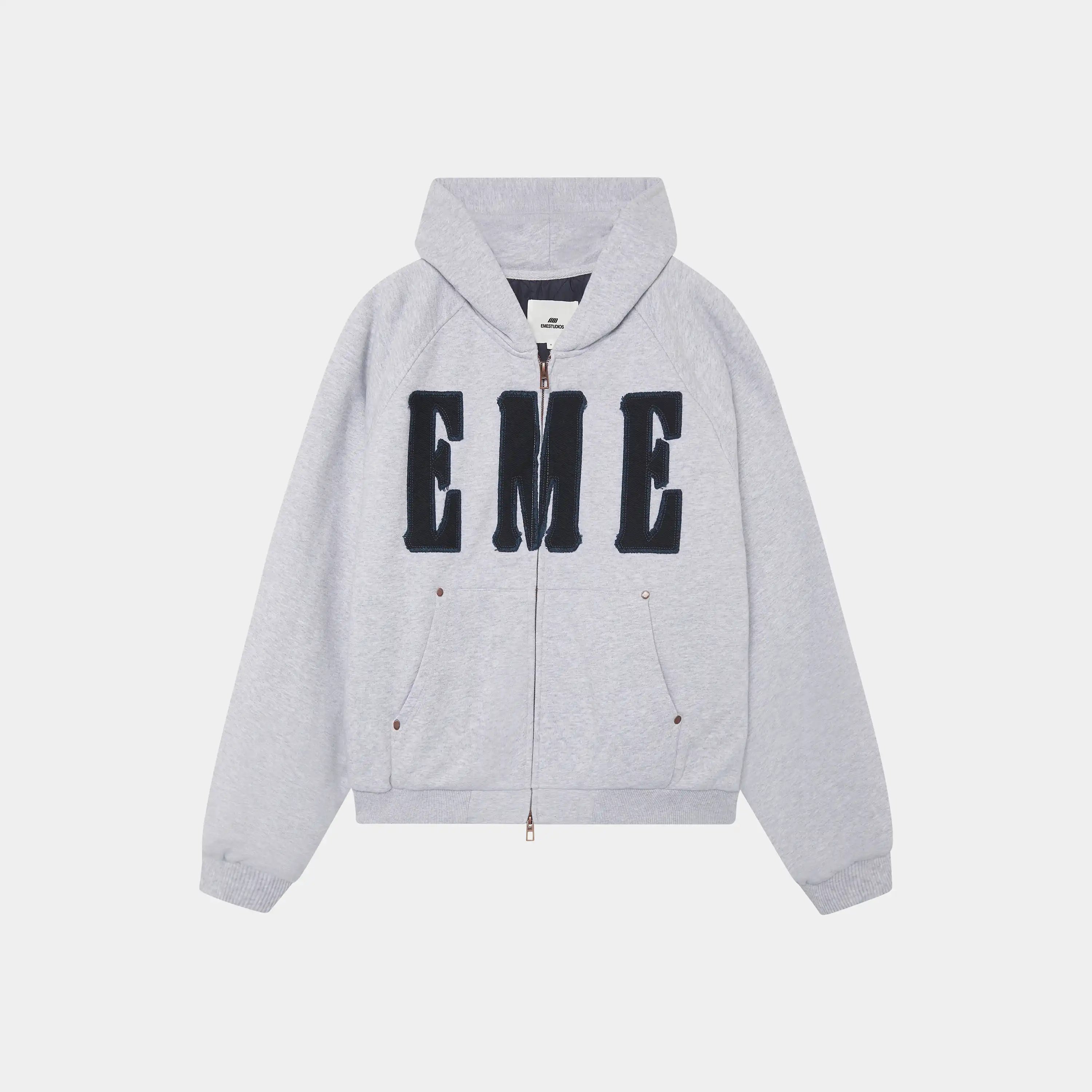 Desire Heather Grey Full Zip Hoodies Eme Studios