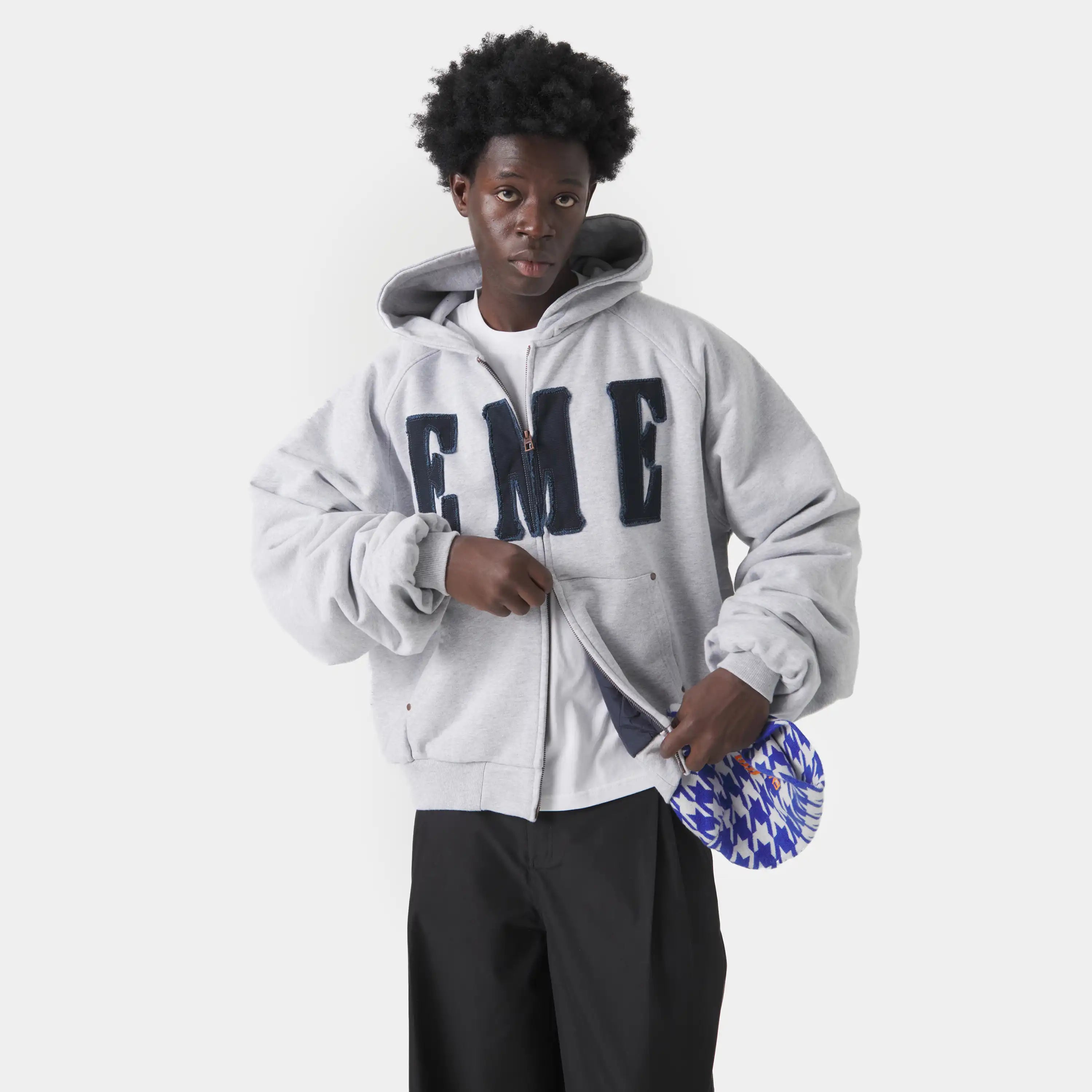 Desire Heather Grey Full Zip Hoodies Eme Studios