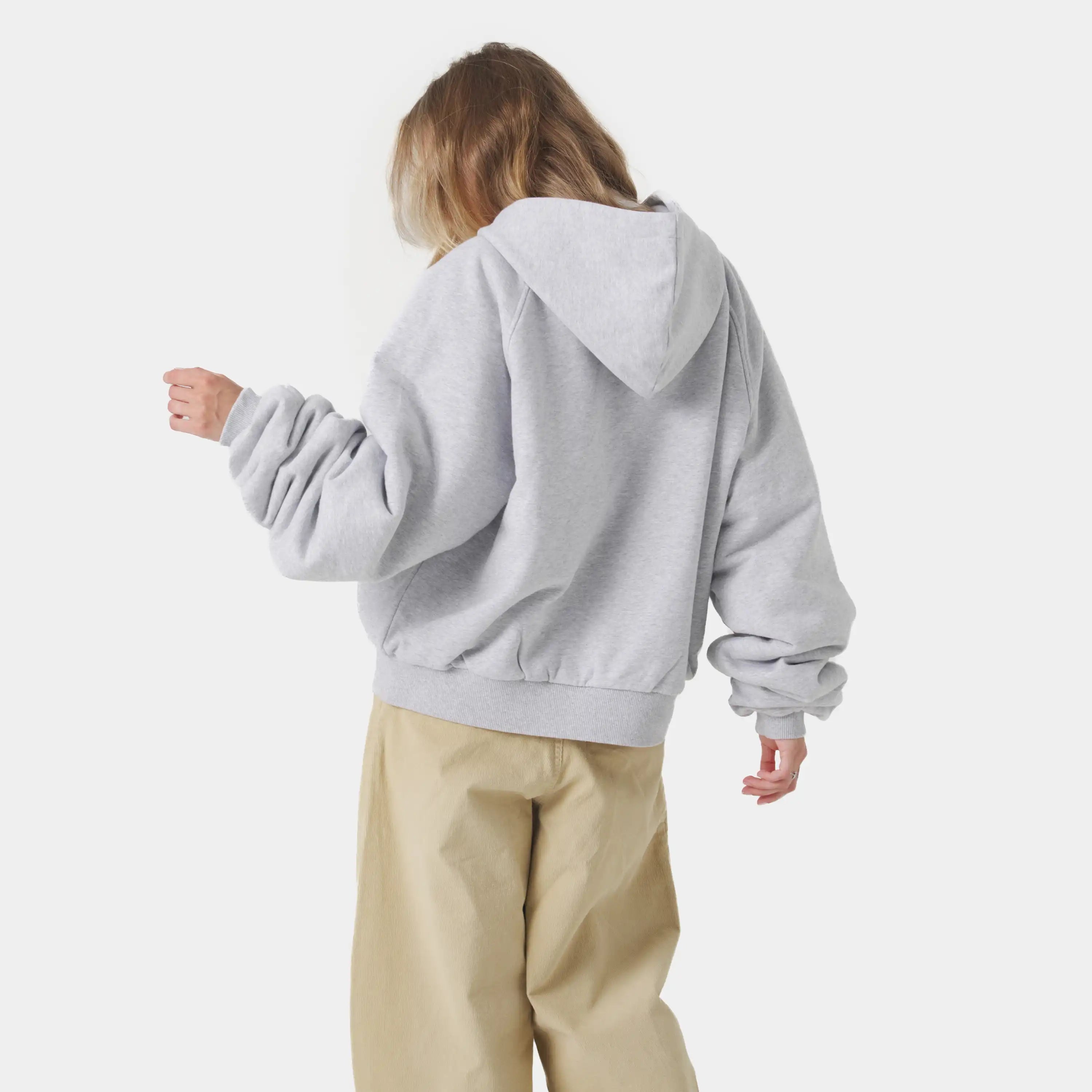 Desire Heather Grey Full Zip Hoodies Eme Studios