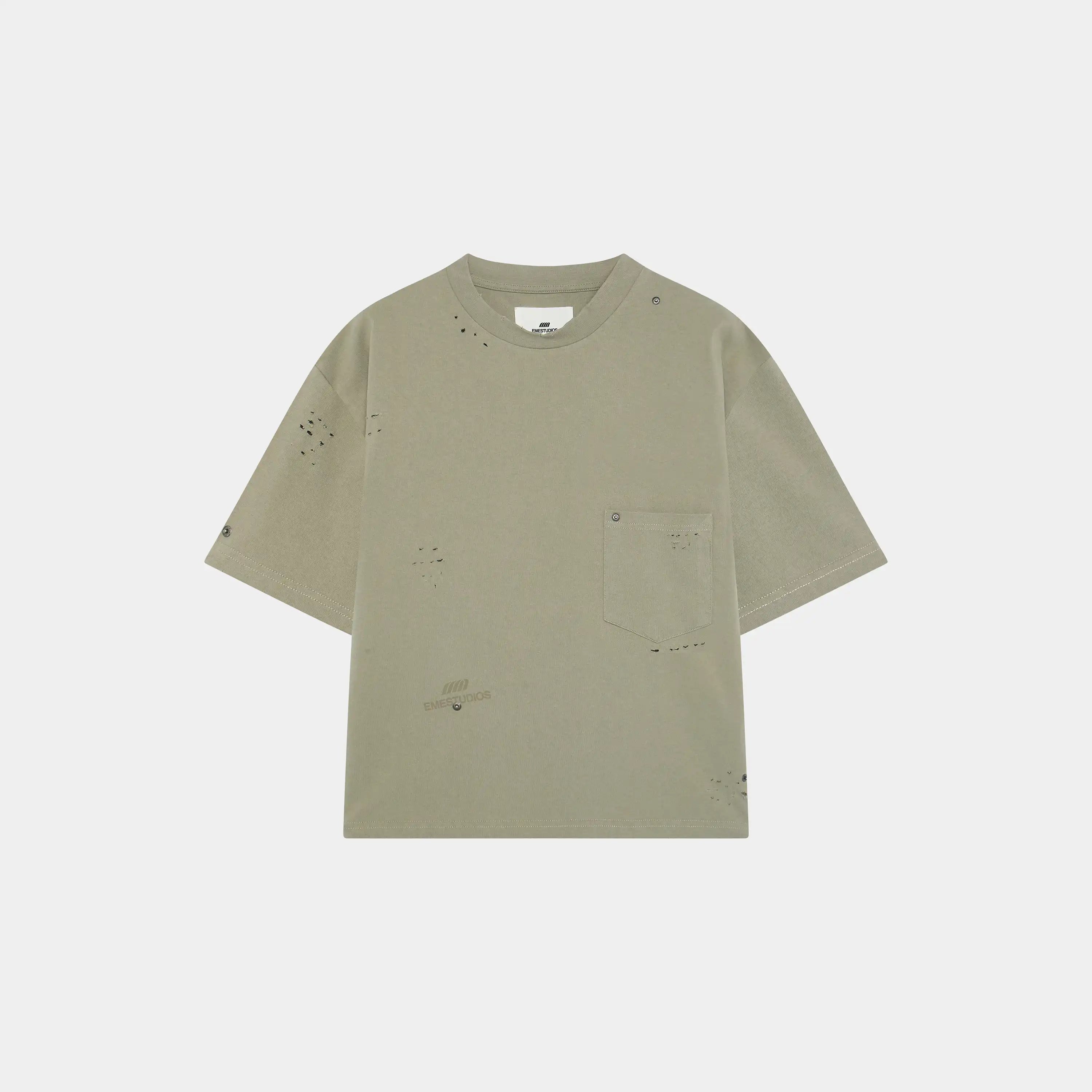 Distressed Olive Oversized Tee