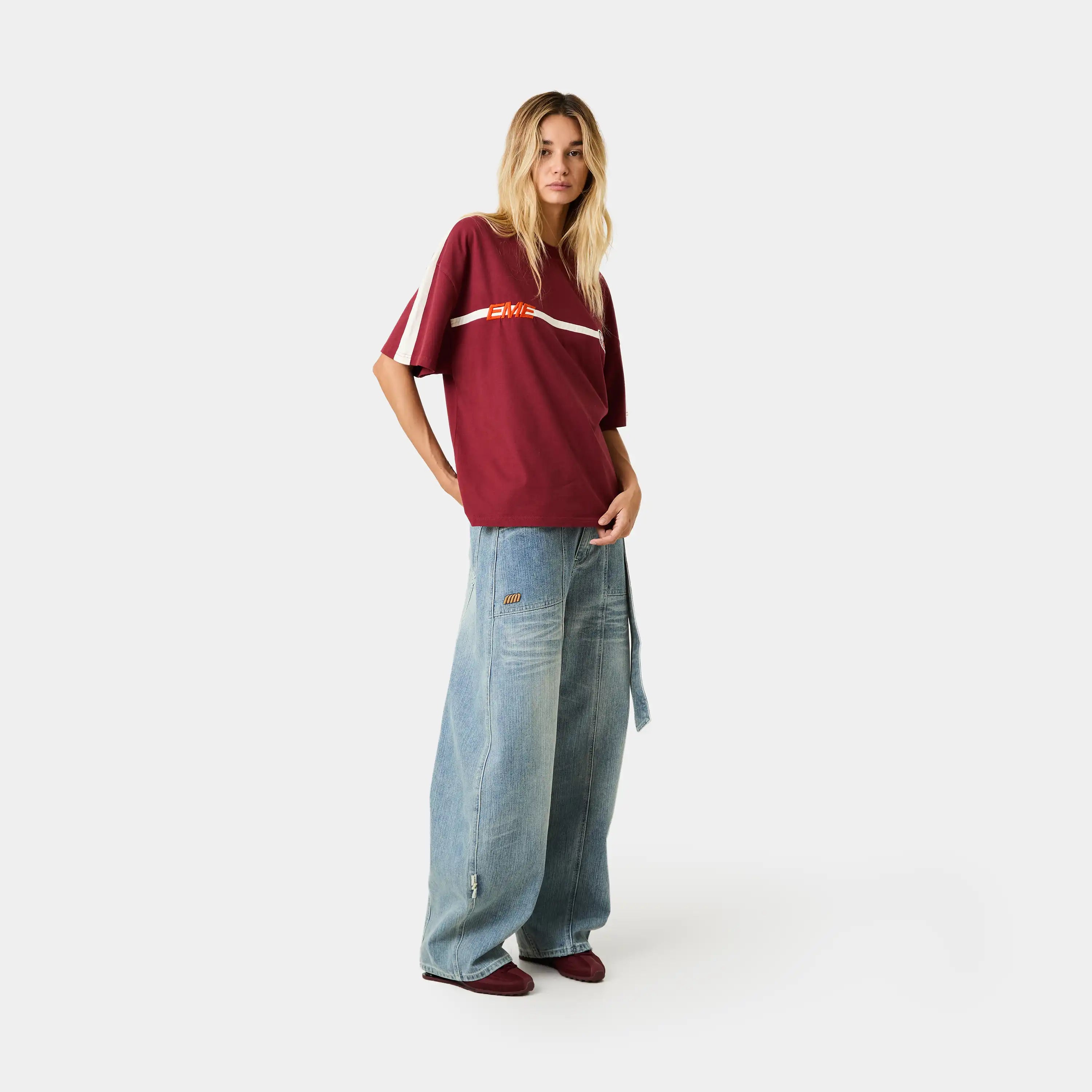 Divide Burgundy Oversized Tee T-shirts Eme Studios