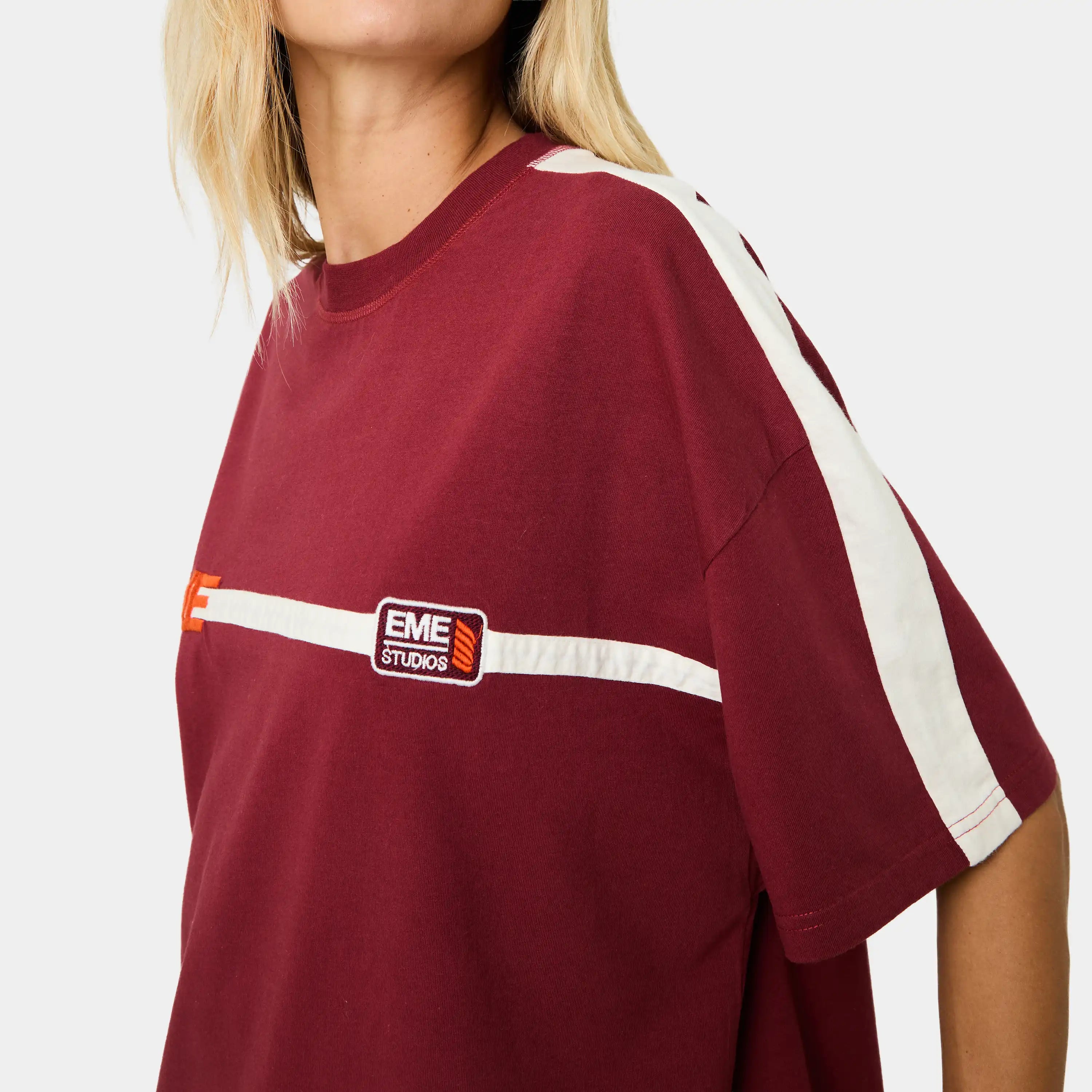 Divide Burgundy Oversized Tee T-shirts Eme Studios