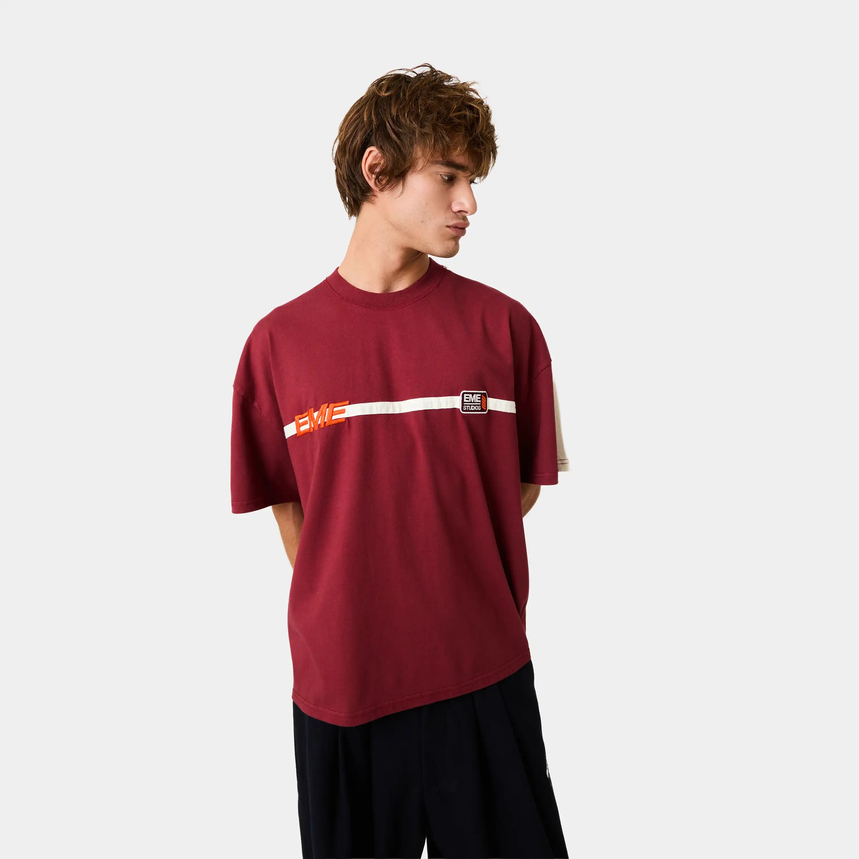 Divide Burgundy Oversized Tee T-shirts Eme Studios