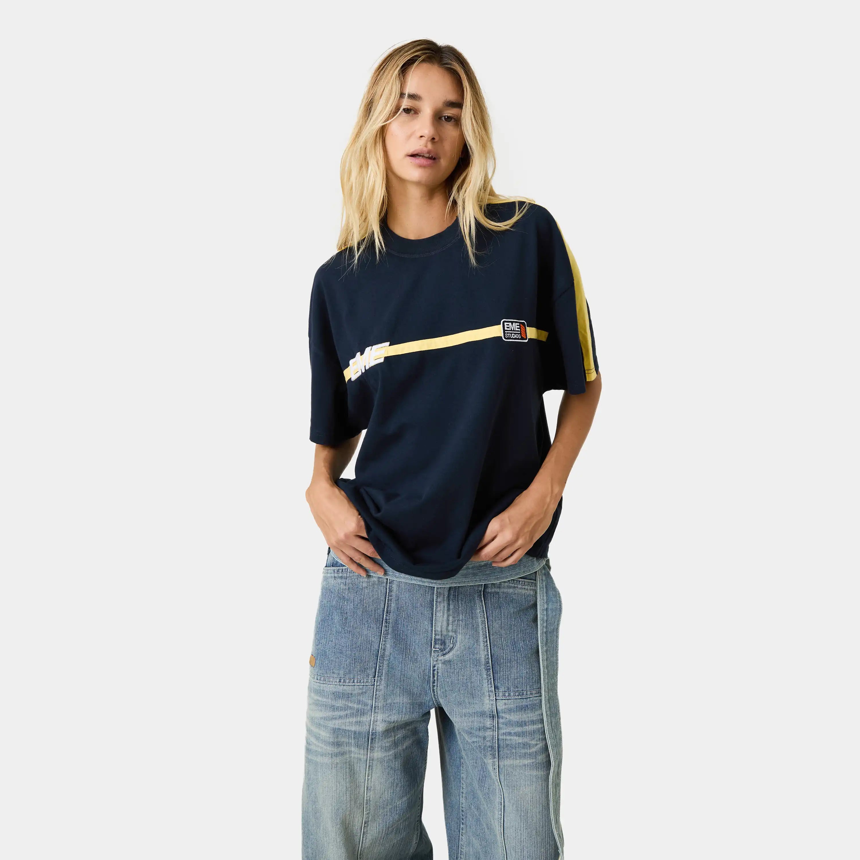 Divide Navy Oversized Tee T-shirts Eme Studios