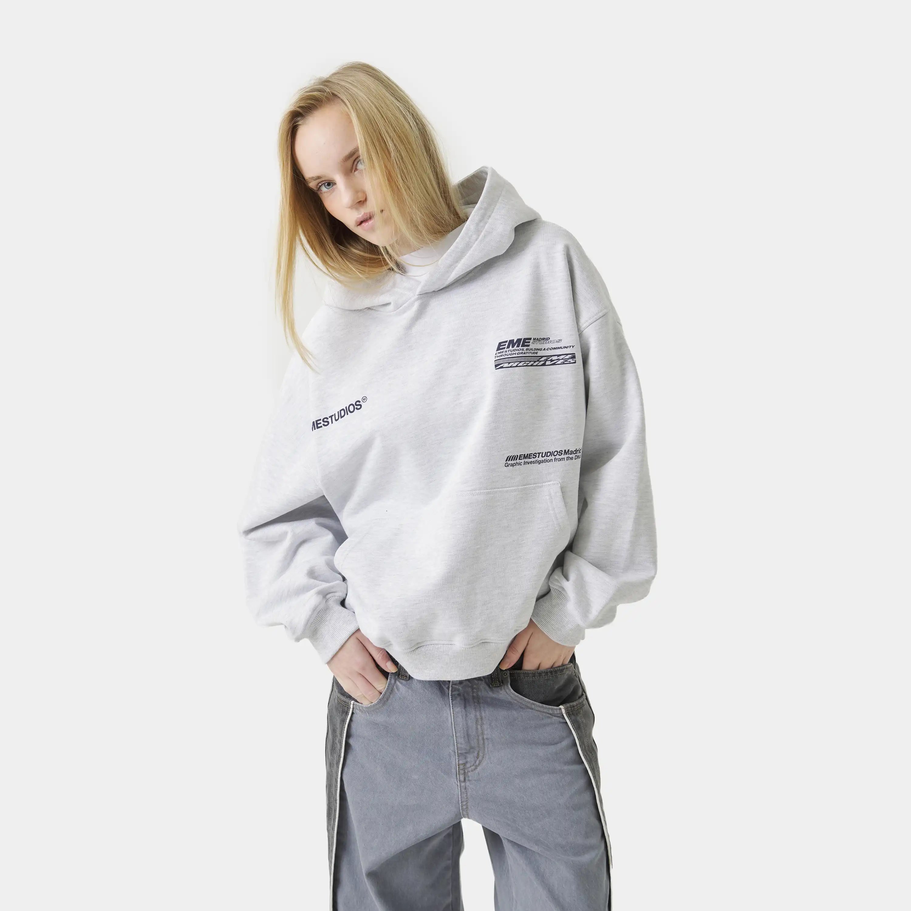 DNA Heather Grey Oversized Hoodie Hoodies Eme Studios