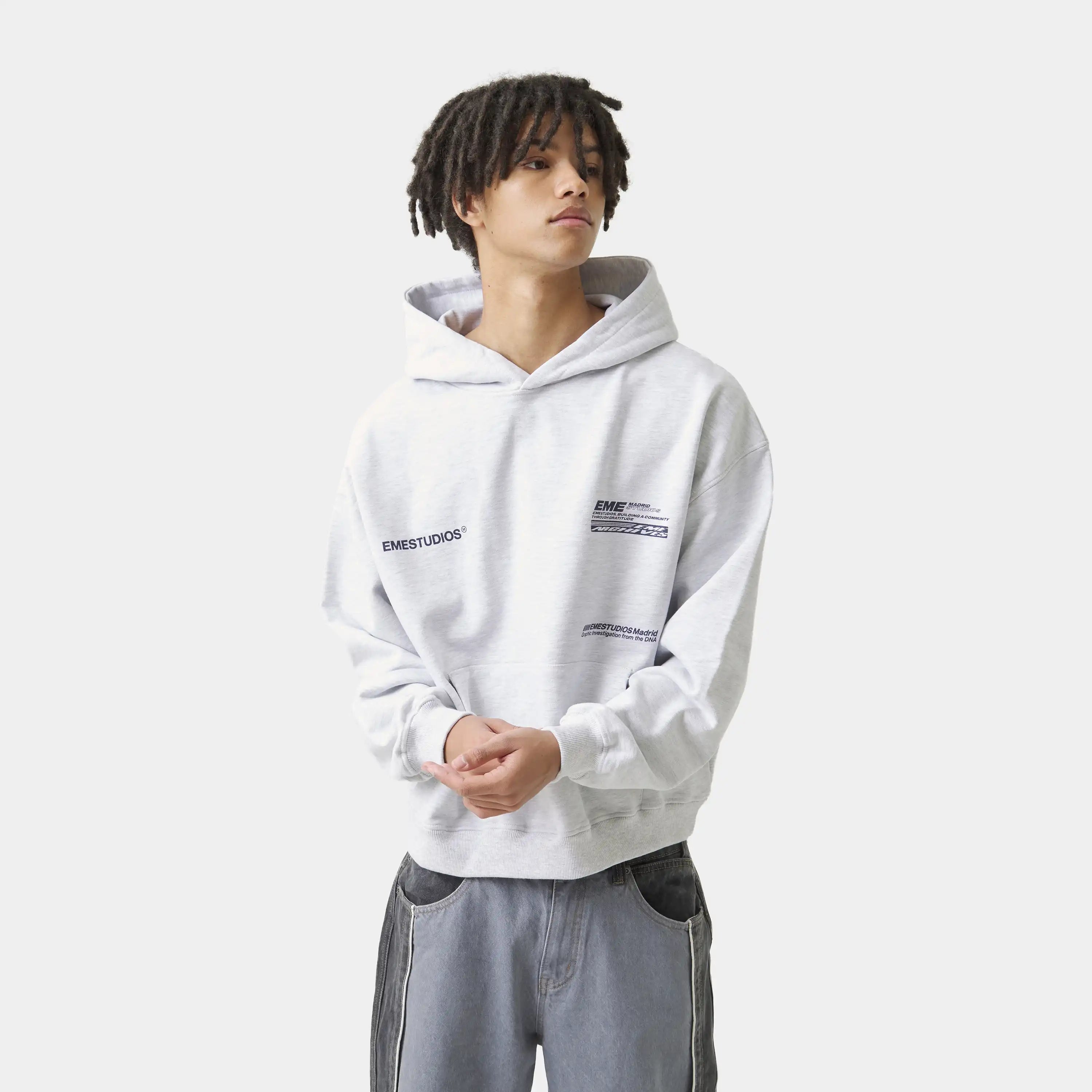 DNA Heather Grey Oversized Hoodie Hoodies Eme Studios