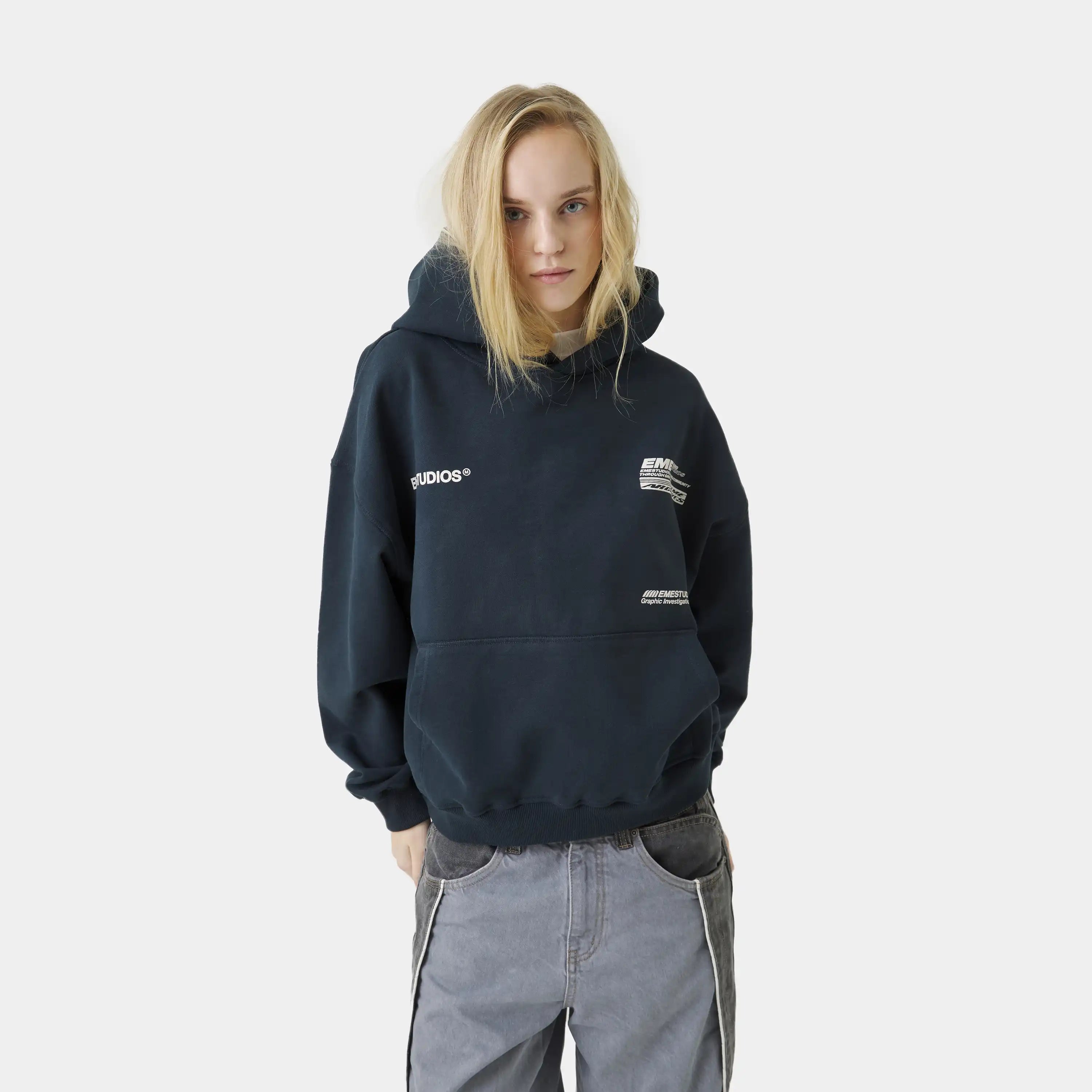 DNA Navy Oversized Hoodie Hoodies Eme Studios
